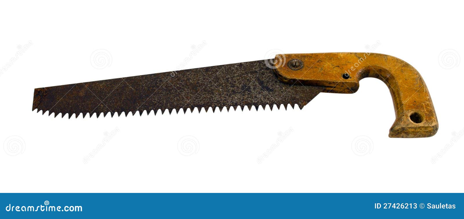 Retro Rusty Hand Saw Isolated on White Stock Image Image of
