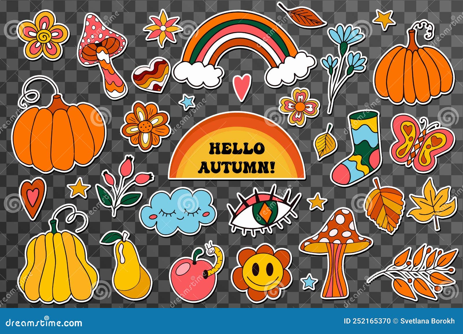 Vector Set Of 70s Psychedelic Mystery Forest Stickers Stock Illustration -  Download Image Now - iStock