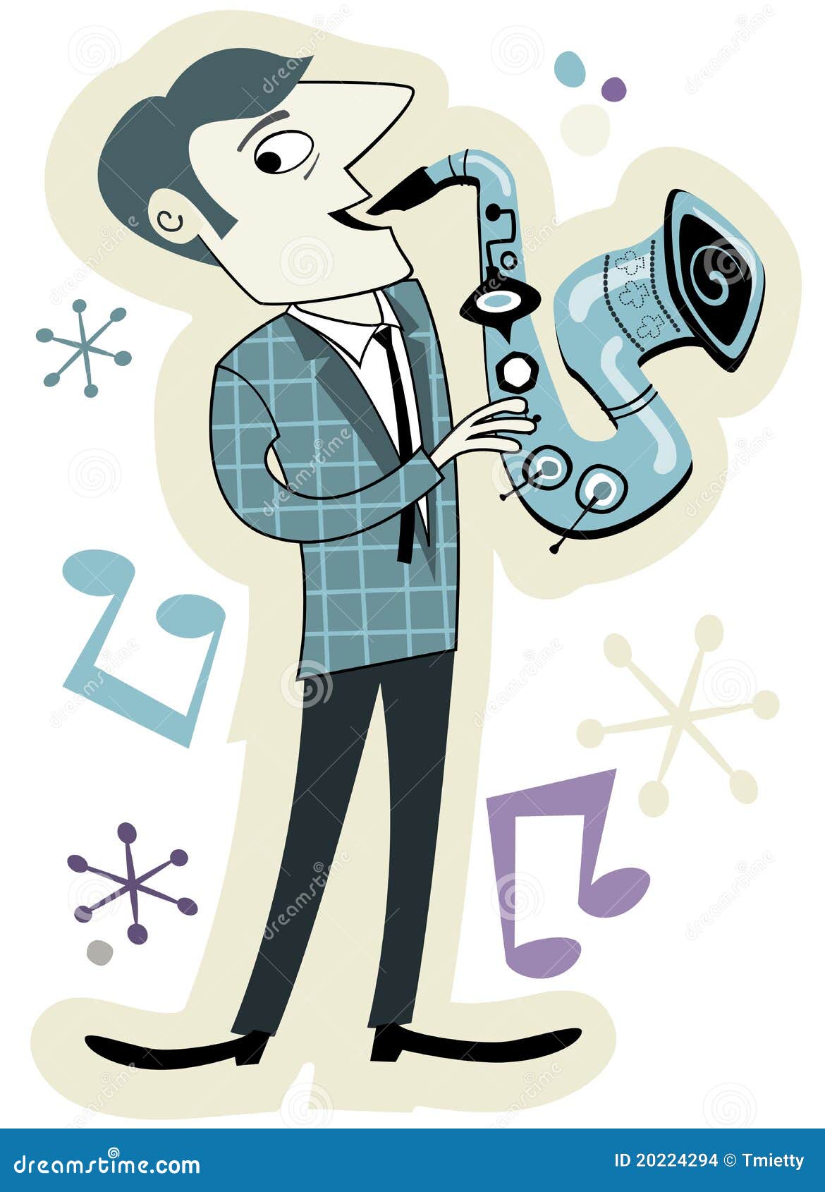 Retro Saxophone Player stock vector. Illustration of playing 20224294
