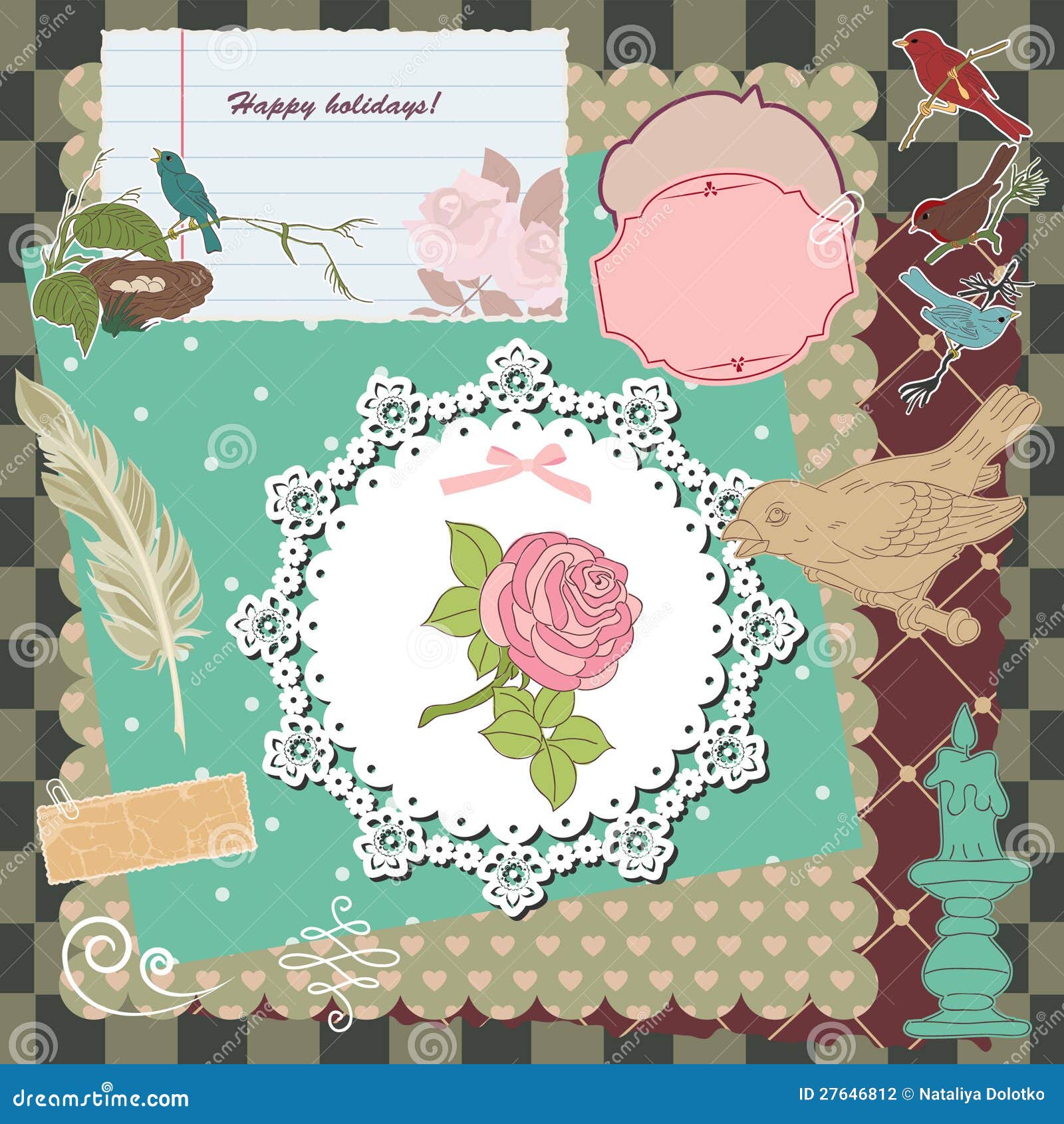 Retro scrapbook stock vector. Illustration of bird, feathered 27646812