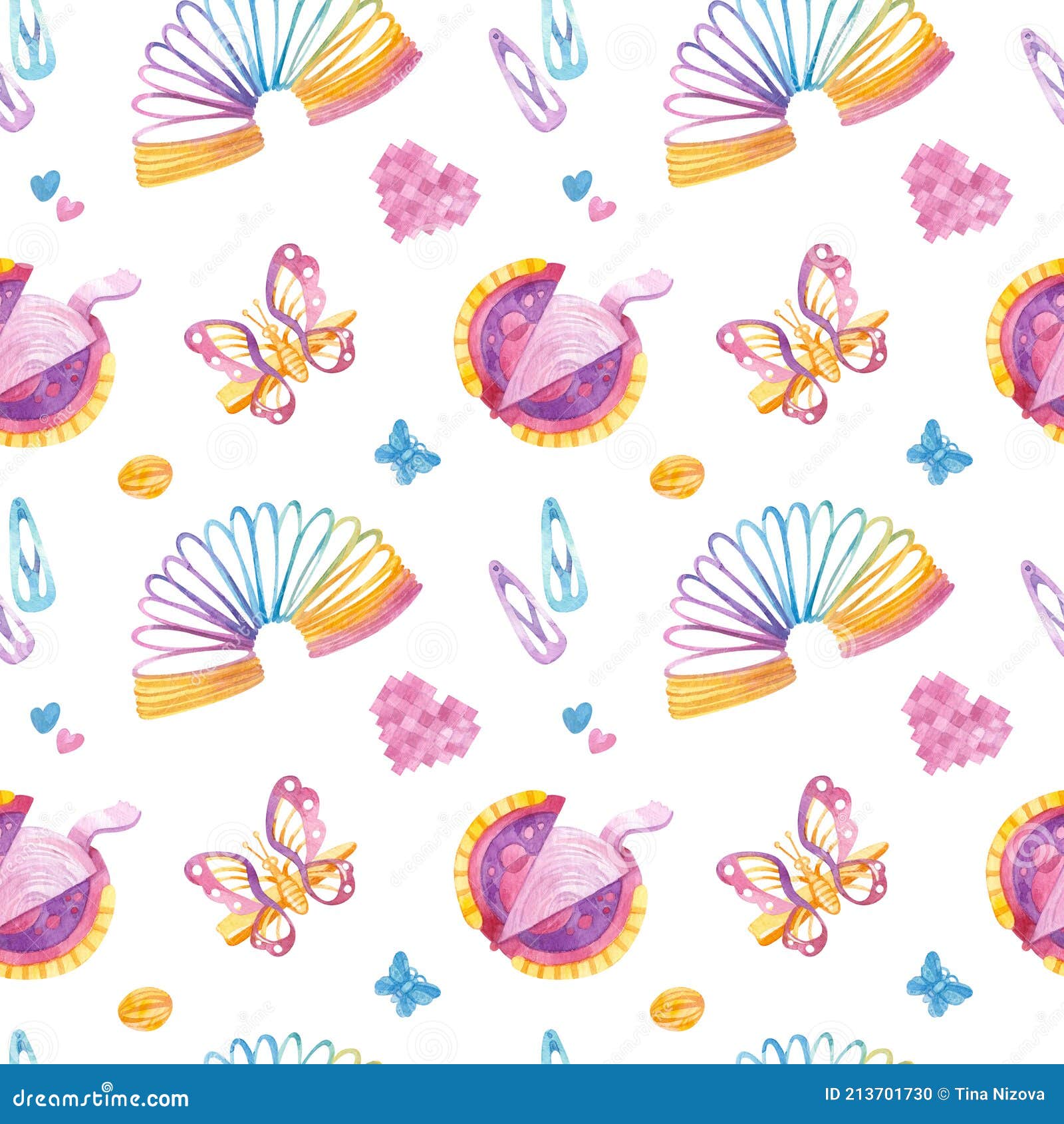 Retro Seamless Pattern. 90s Toys, Slinky Rainbow, Bubble Gum, Butterfly Hairpins, Sweets Stock Illustration - Illustration of style, background: 213701730 Retro Seamless Pattern. 90s Toys, Slinky Rainbow, Bubble Gum, Butterfly Hairpins, Sweets Stock Illustration - Illustration of style, background: 213701730