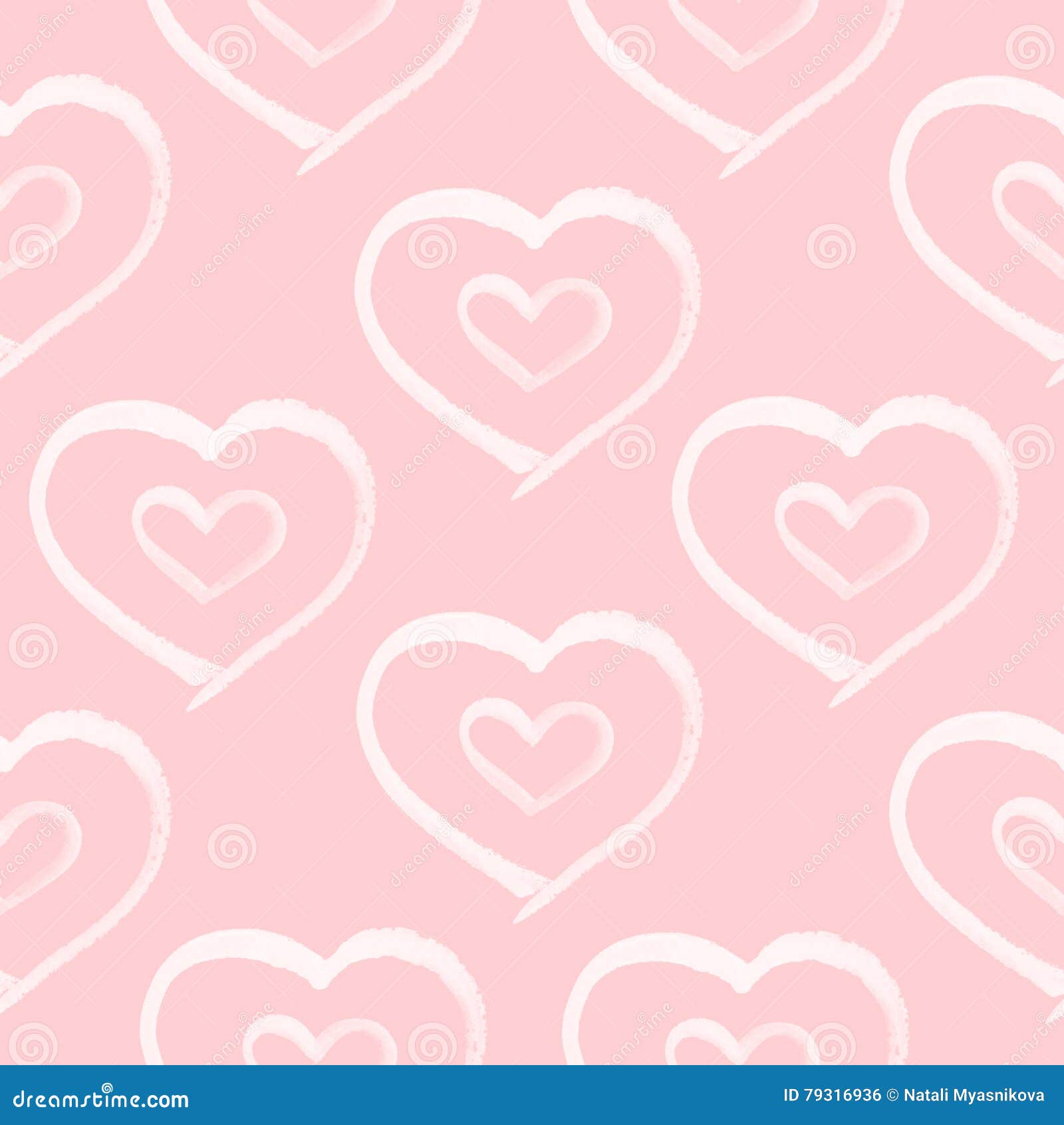 Retro Seamless Pattern. White Heart on Pink Background Stock