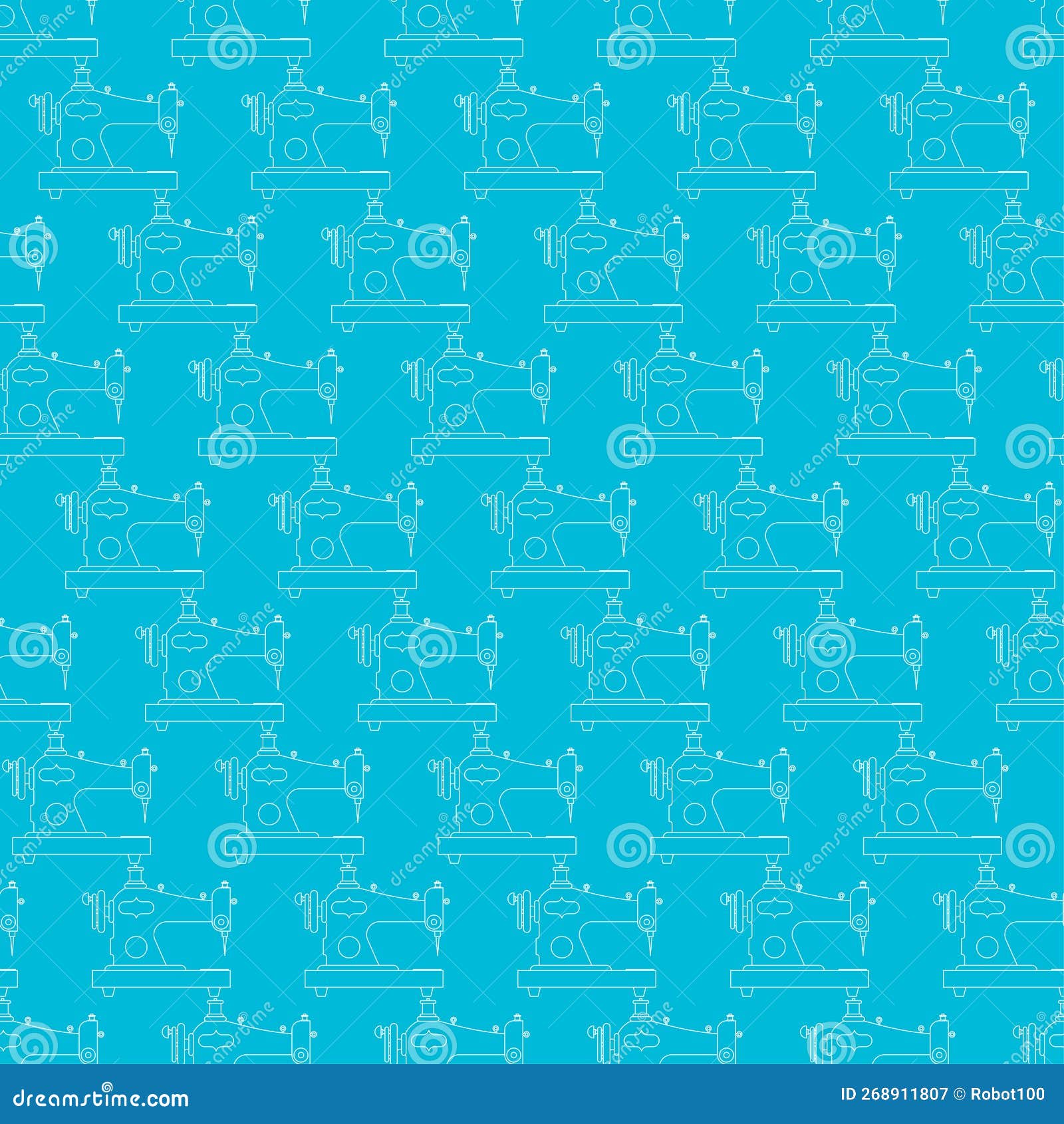 Retro Sewing Machine Pattern Seamless. Vector Texture Stock