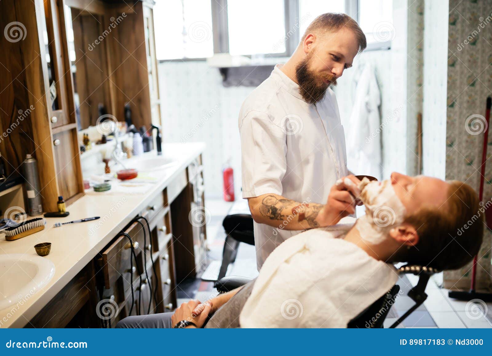 Retro shaving with foam stock image. Image of barber 89817183