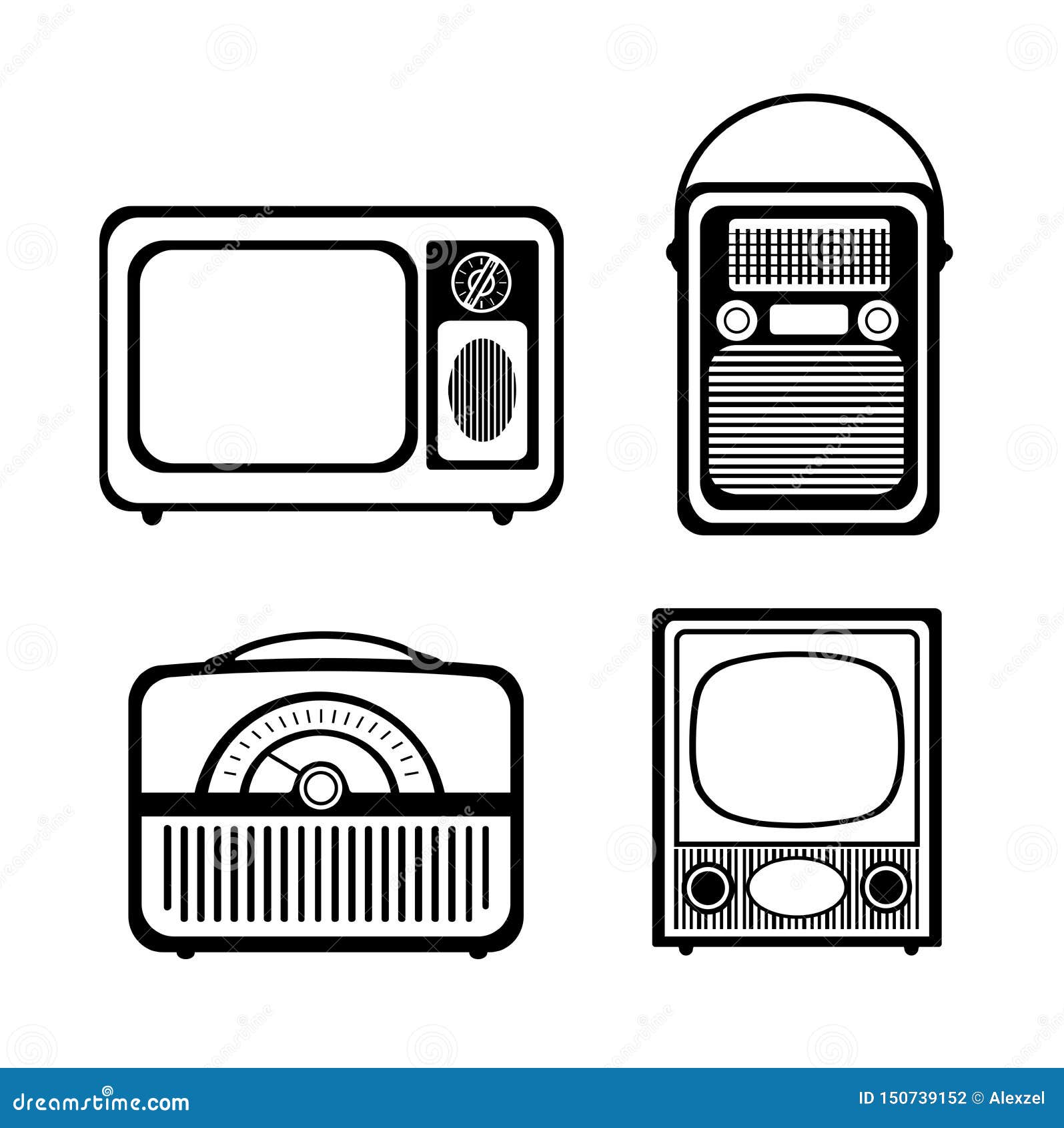 retro silhouette set radio