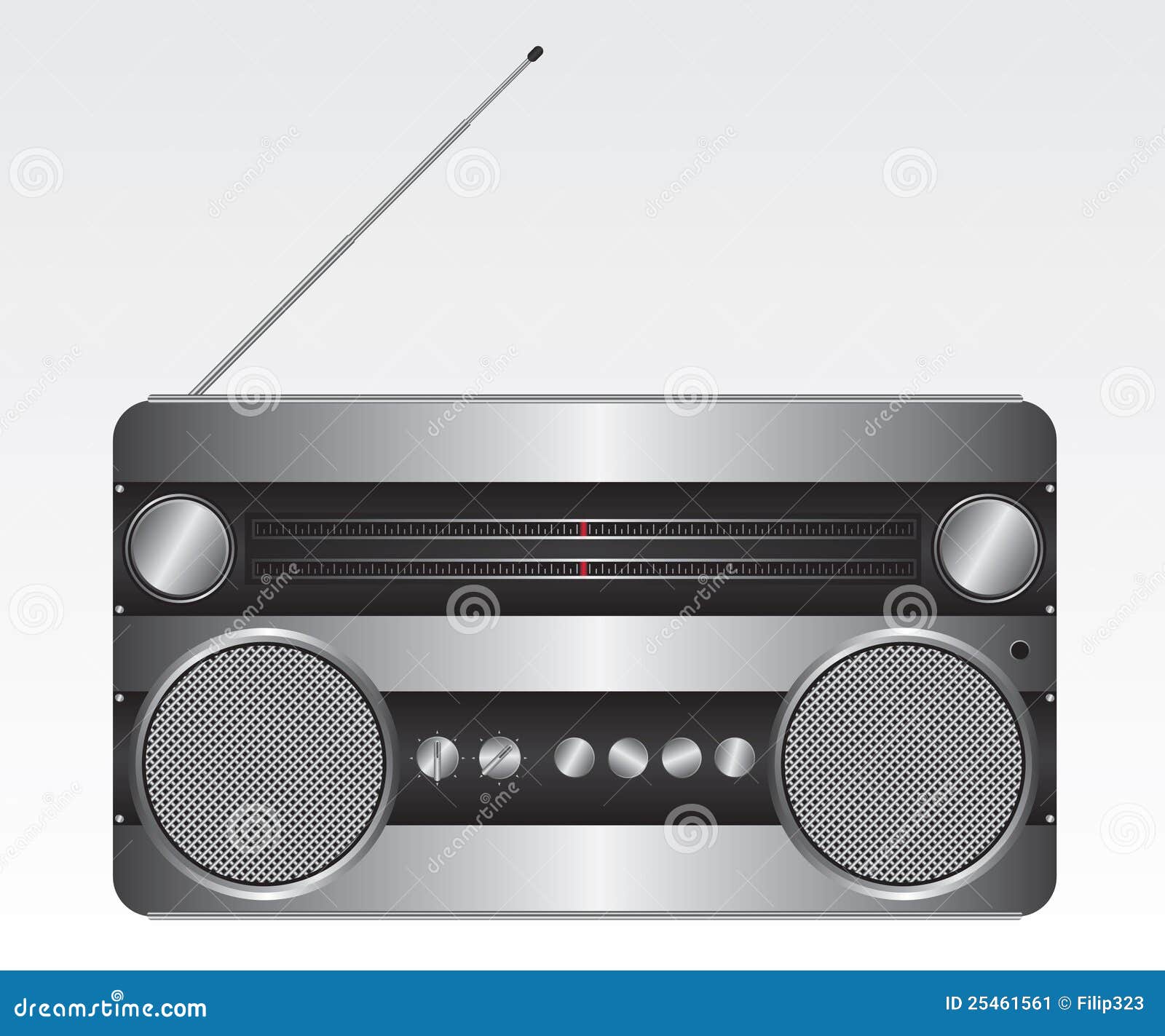 Retro Silver Radio Illustration Stock Vector Illustration of communication, electronic 25461561