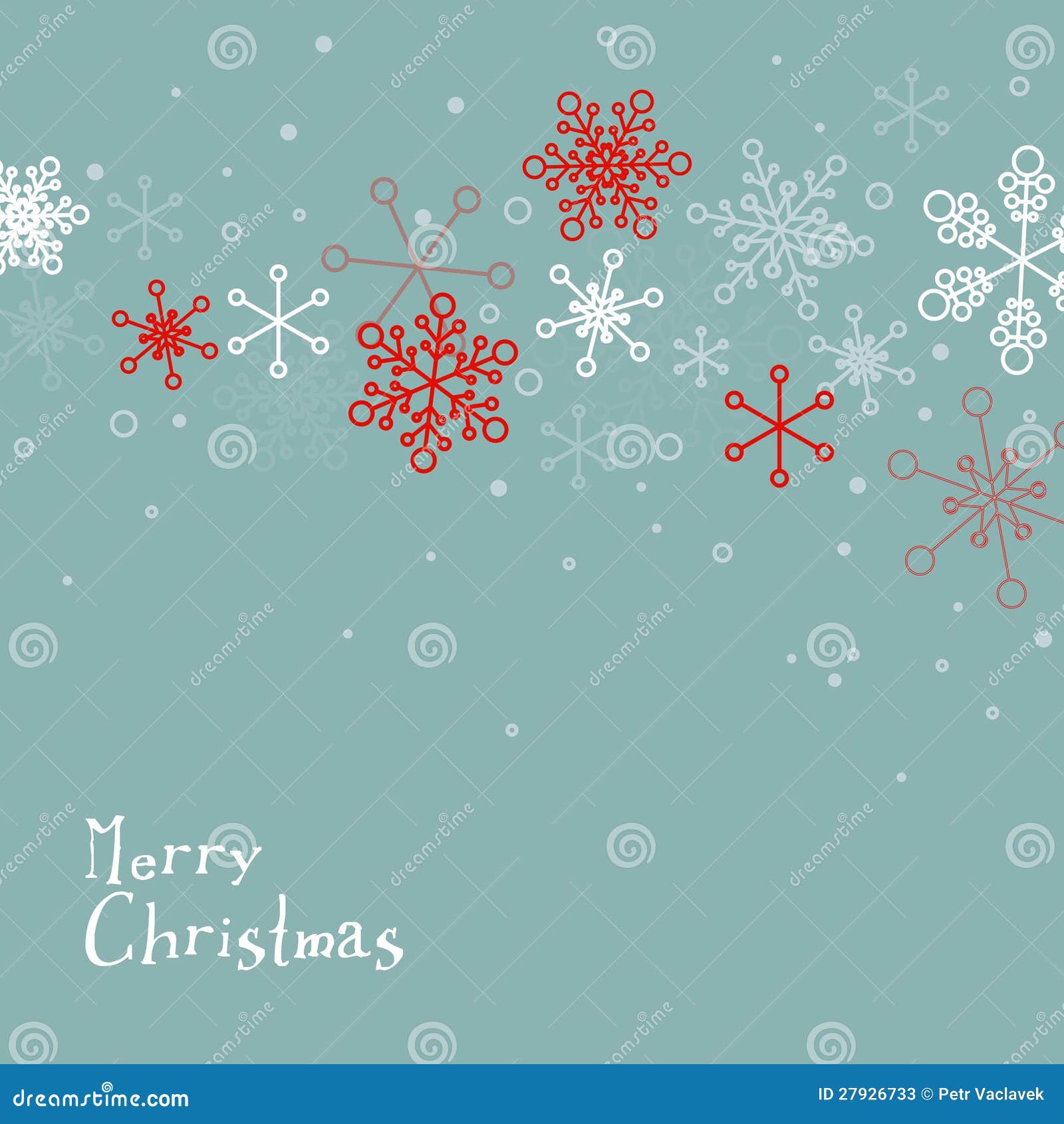 Retro Simple Christmas Card with Snowflakes Stock Vector - Illustration ...