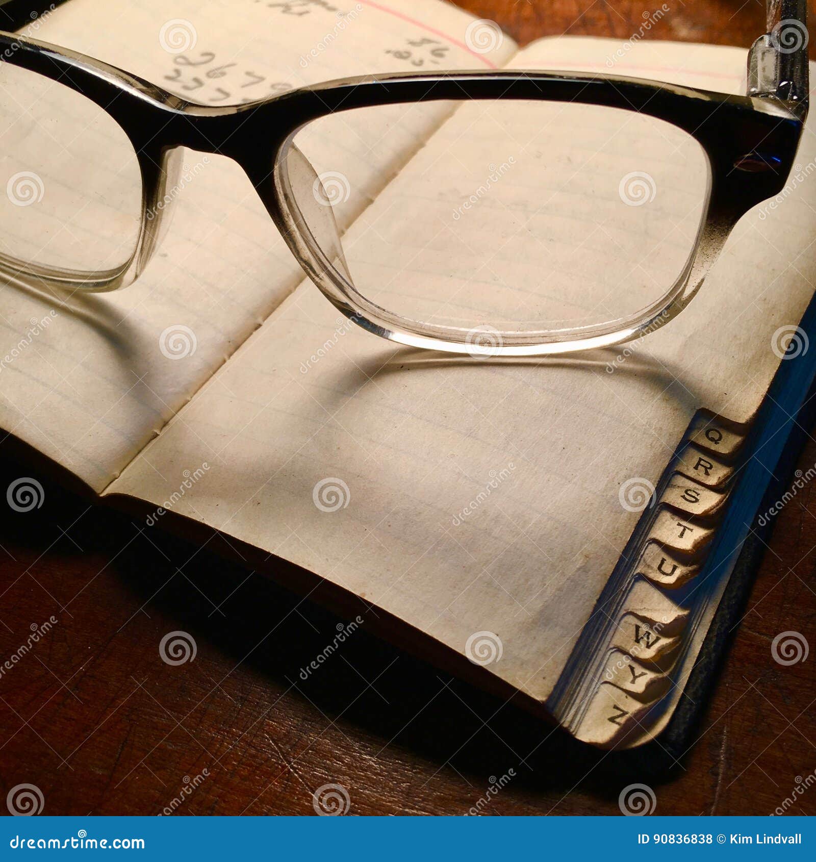 Retro Spectacles With Little Black Book Stock Photo Image Of