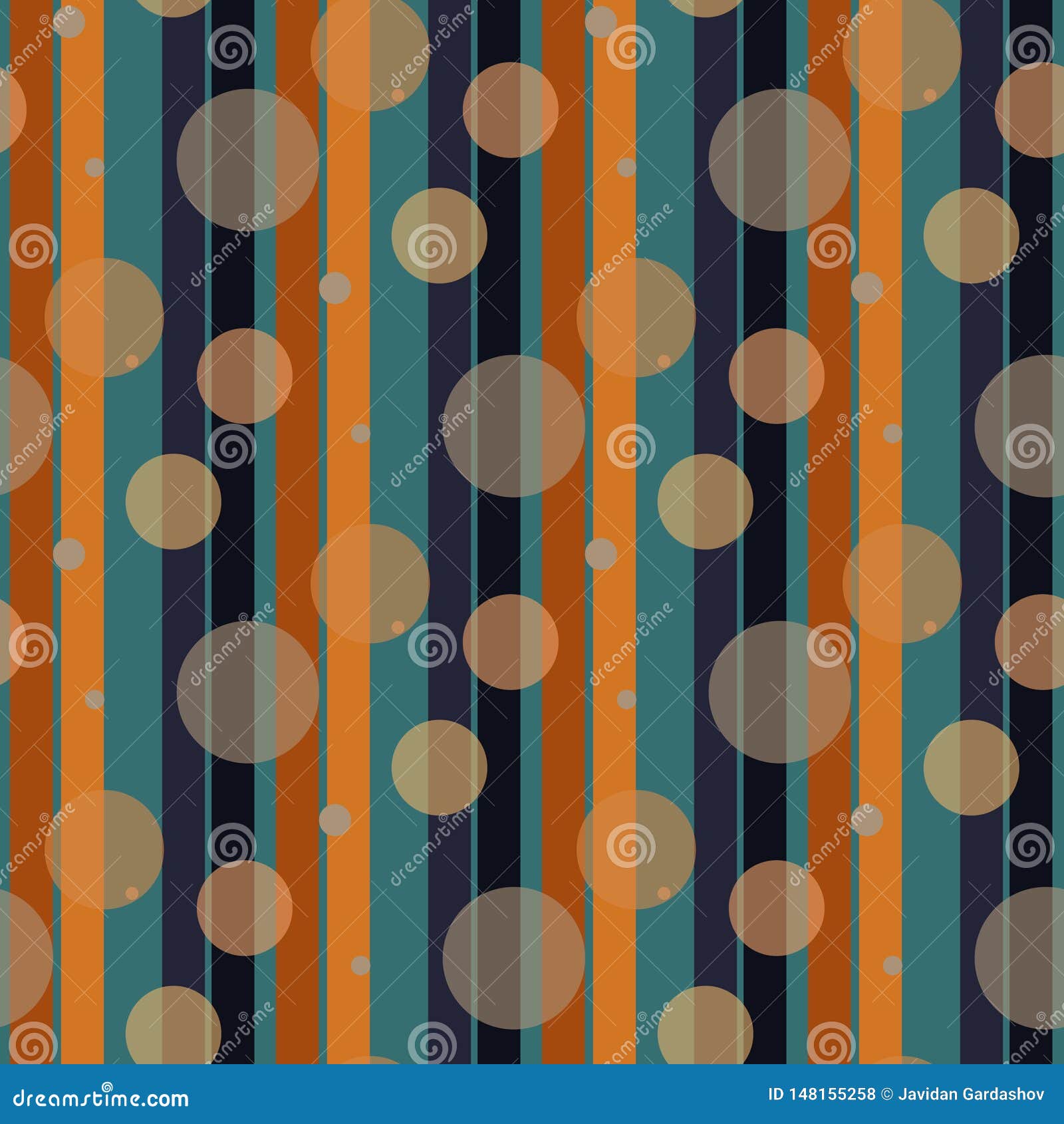 Retro Stripe Pattern with Navy Black and Orange Parallel Stripe. Vector