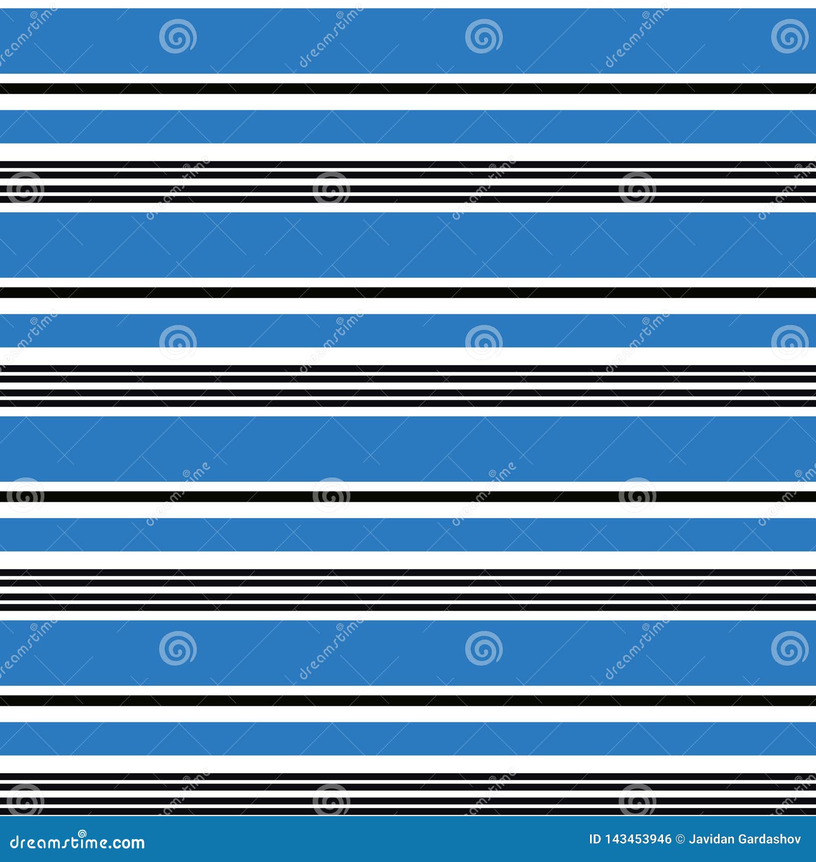 Retro Stripe Pattern with Navy Blue, White, and Black Parallel Stripe