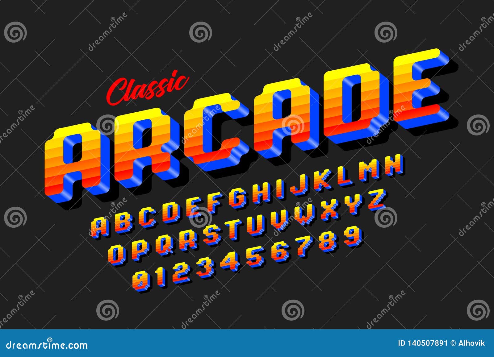 Retro Style Arcade Games Font Stock Vector - Illustration of symbol, pixel:  140507891