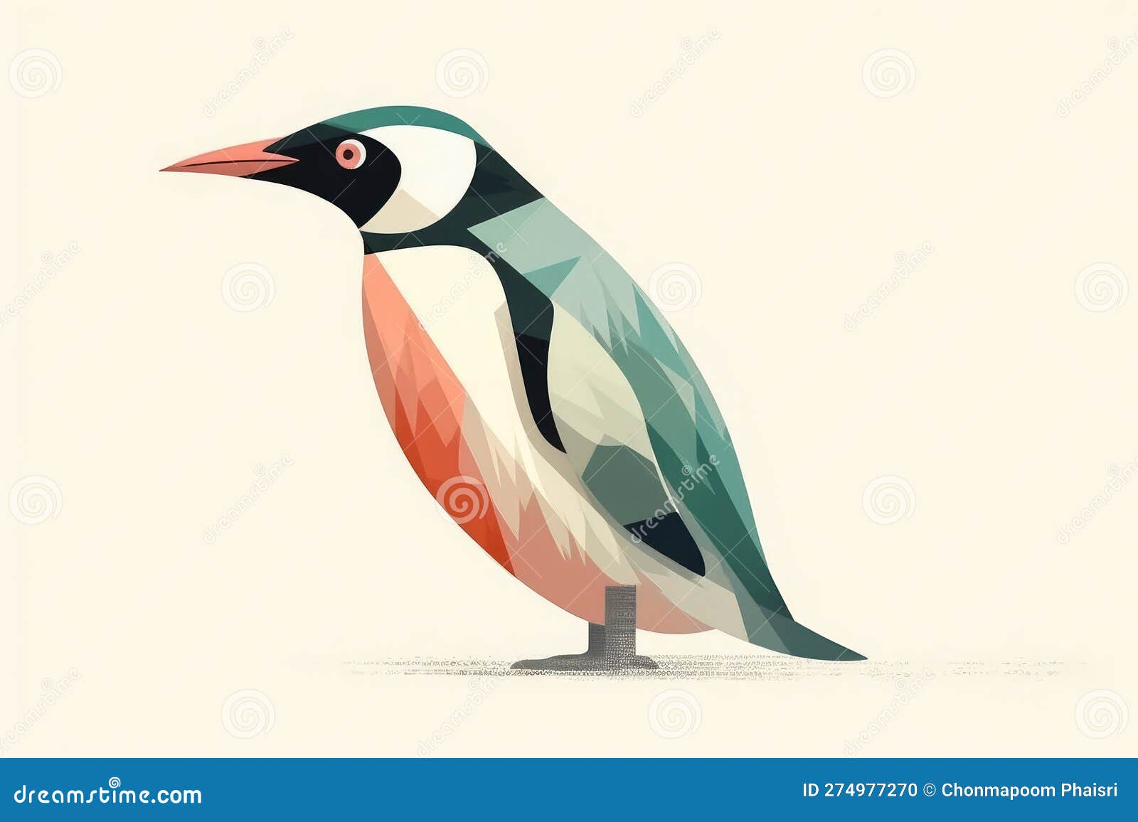 beautiful animal retro style art penguin