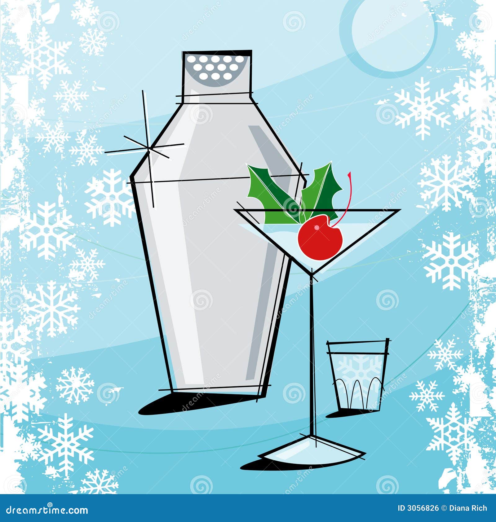 Retrostyle Christmas Martini Stock Vector Illustration of cheerful