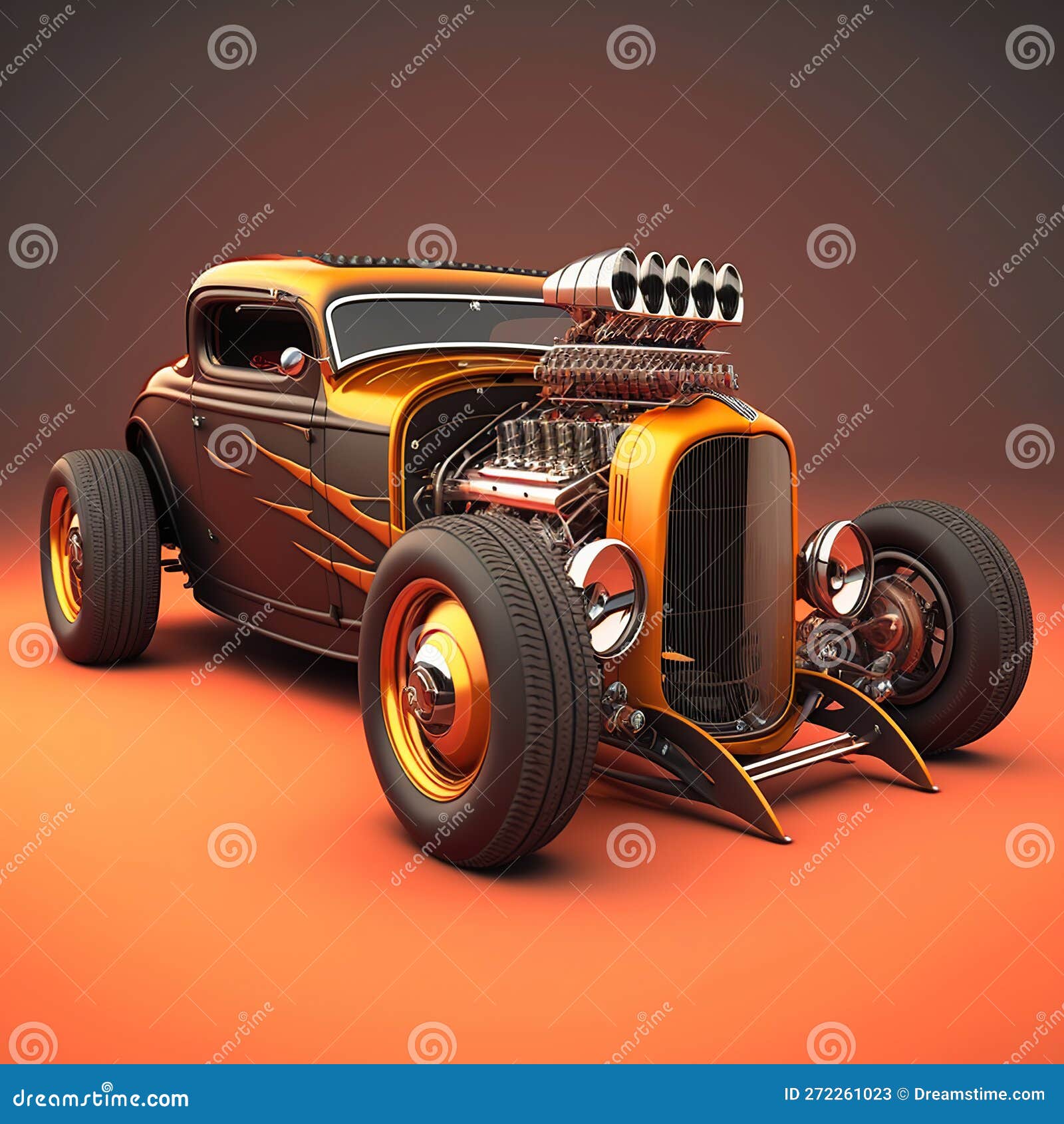 retro style, a classi, hot rod in action, generative ai