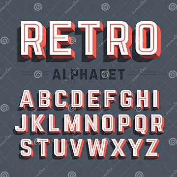 Retro style 3d alphabet stock vector. Illustration of paper - 51329837