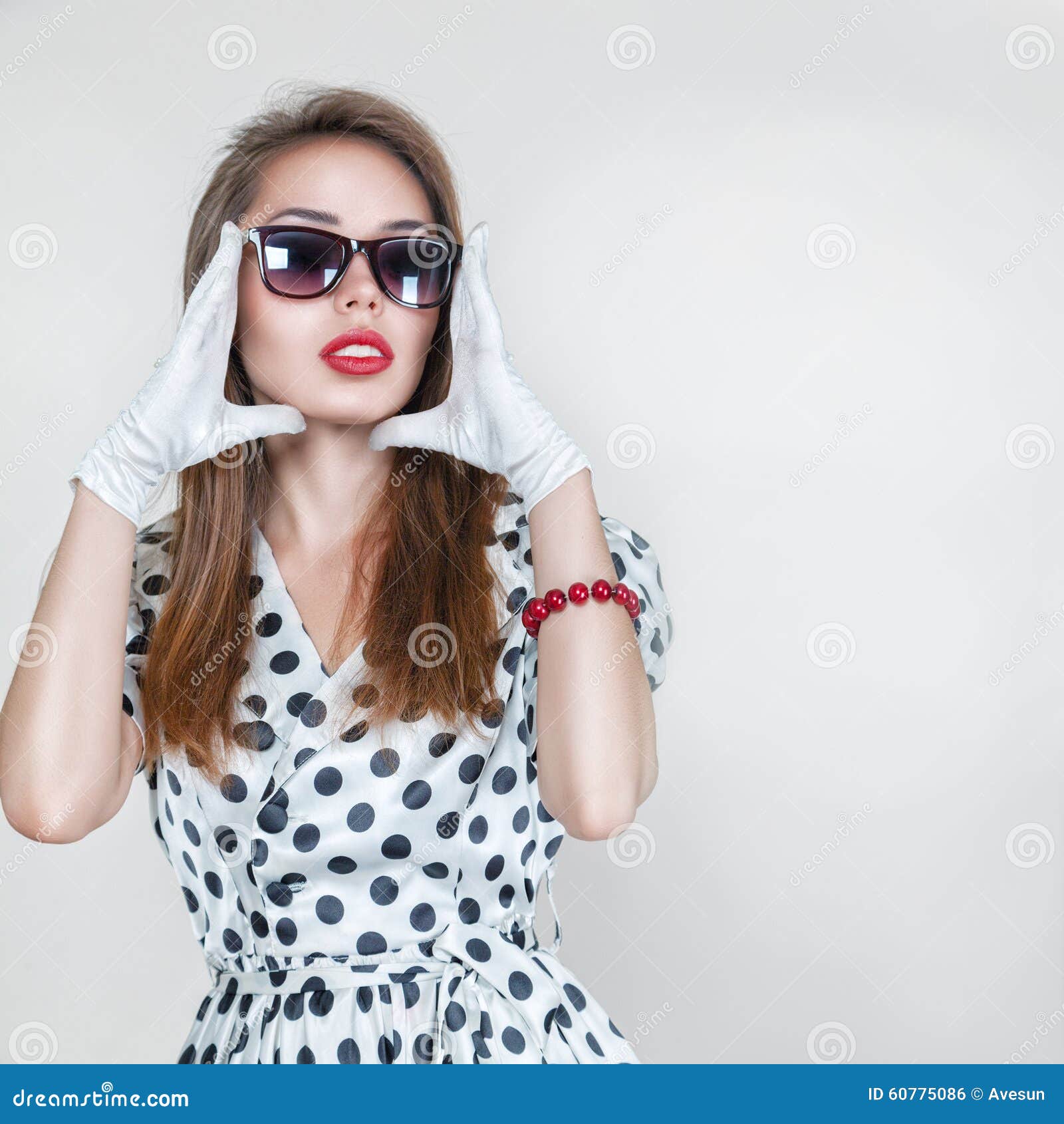 Retro style fashion woman. Fashion portrait of young woman in retro style dress