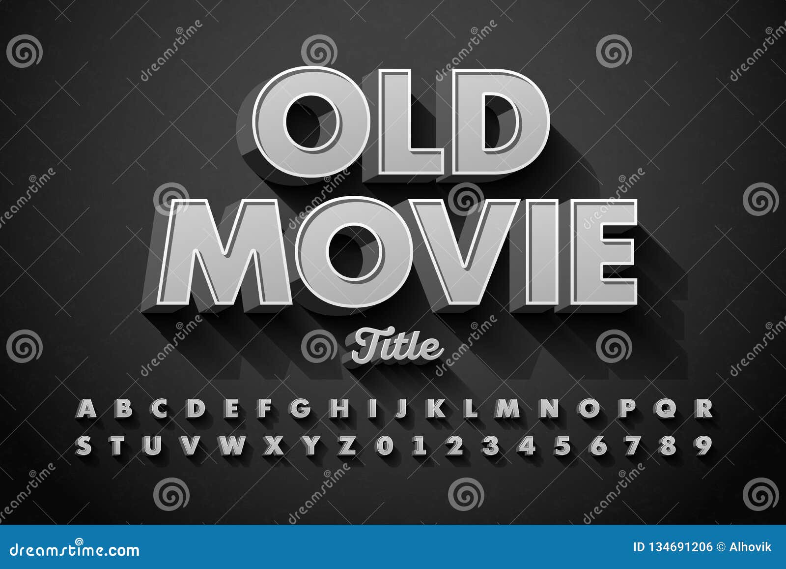 retro style font, old movie title