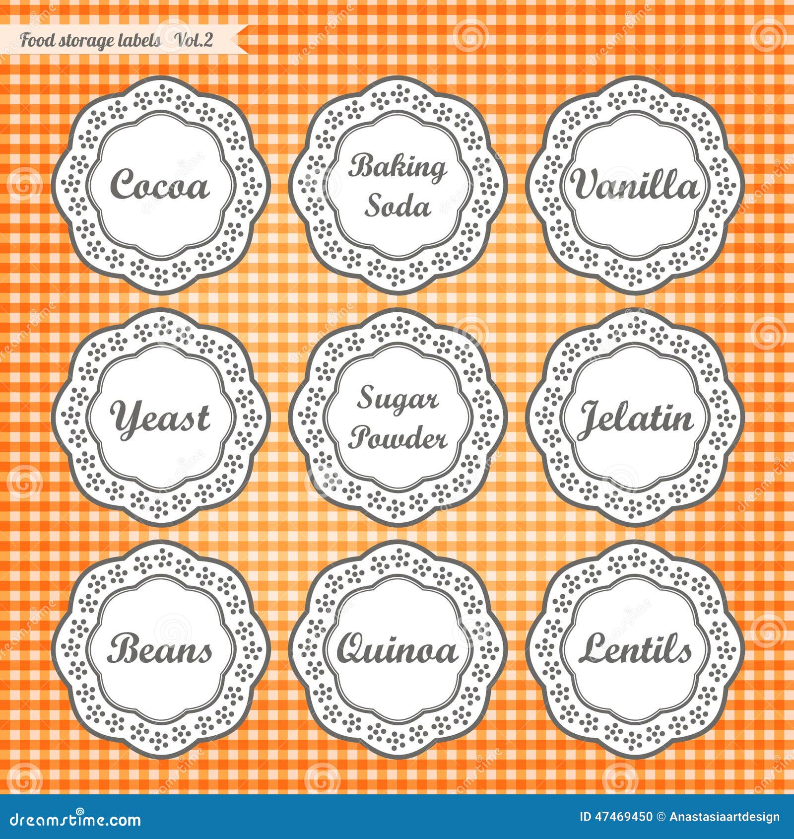 Retro Style Kitchen Food Storage Tags Collection Stock Vector