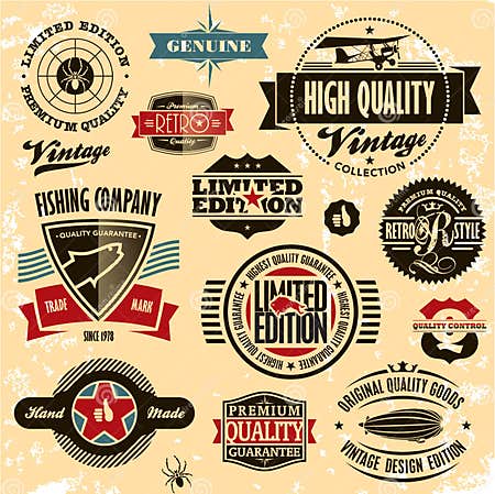 Retro Style Labels and Badges Vintage Collection. Stock Vector ...