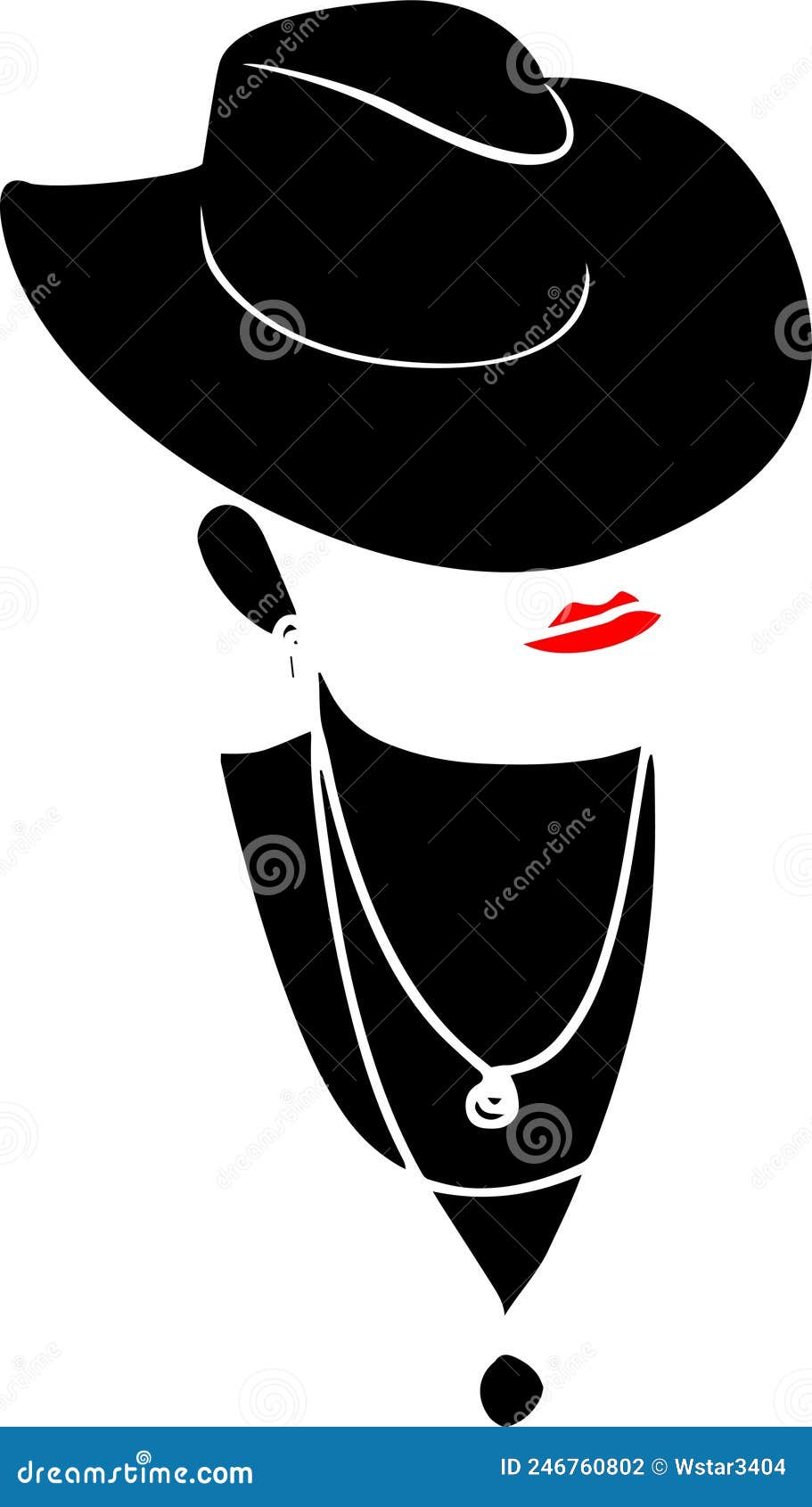 Retro Style Lady Portrait in Black and White Stock Vector