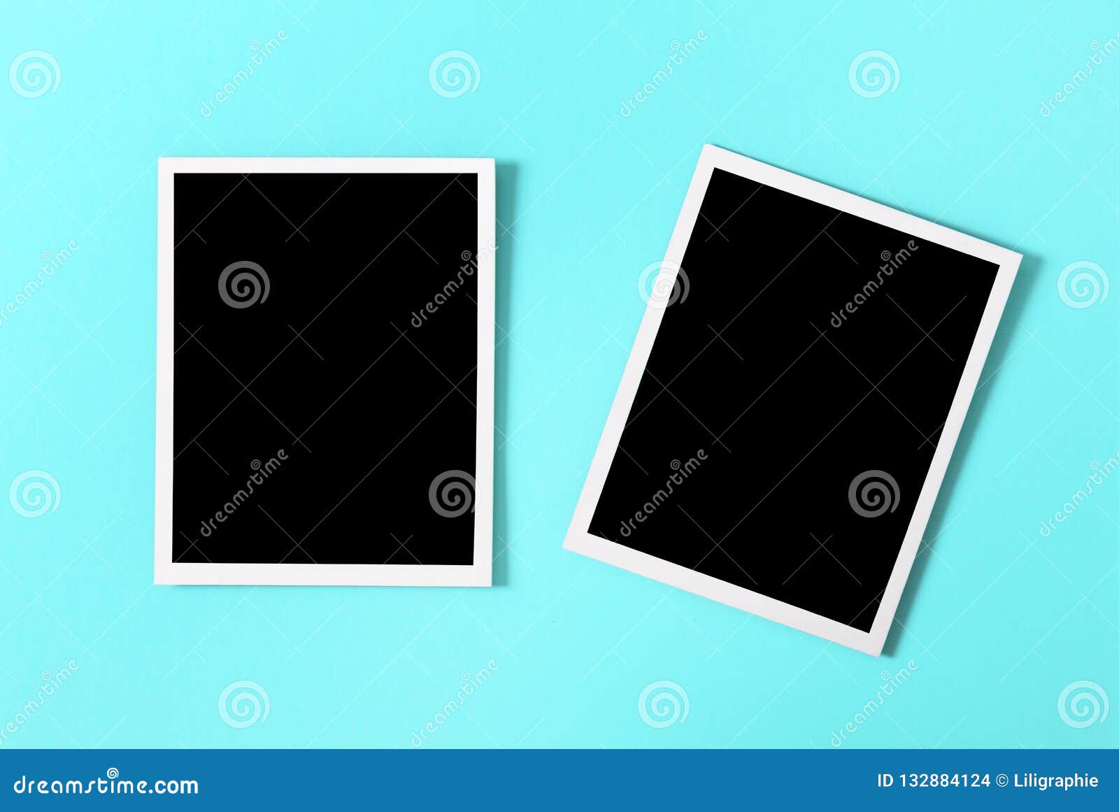 Retro Style Photo Frames Blue Background Stock Photo Image of flat