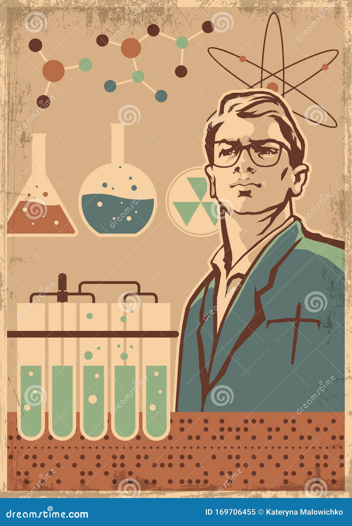 retro style science propaganda poster