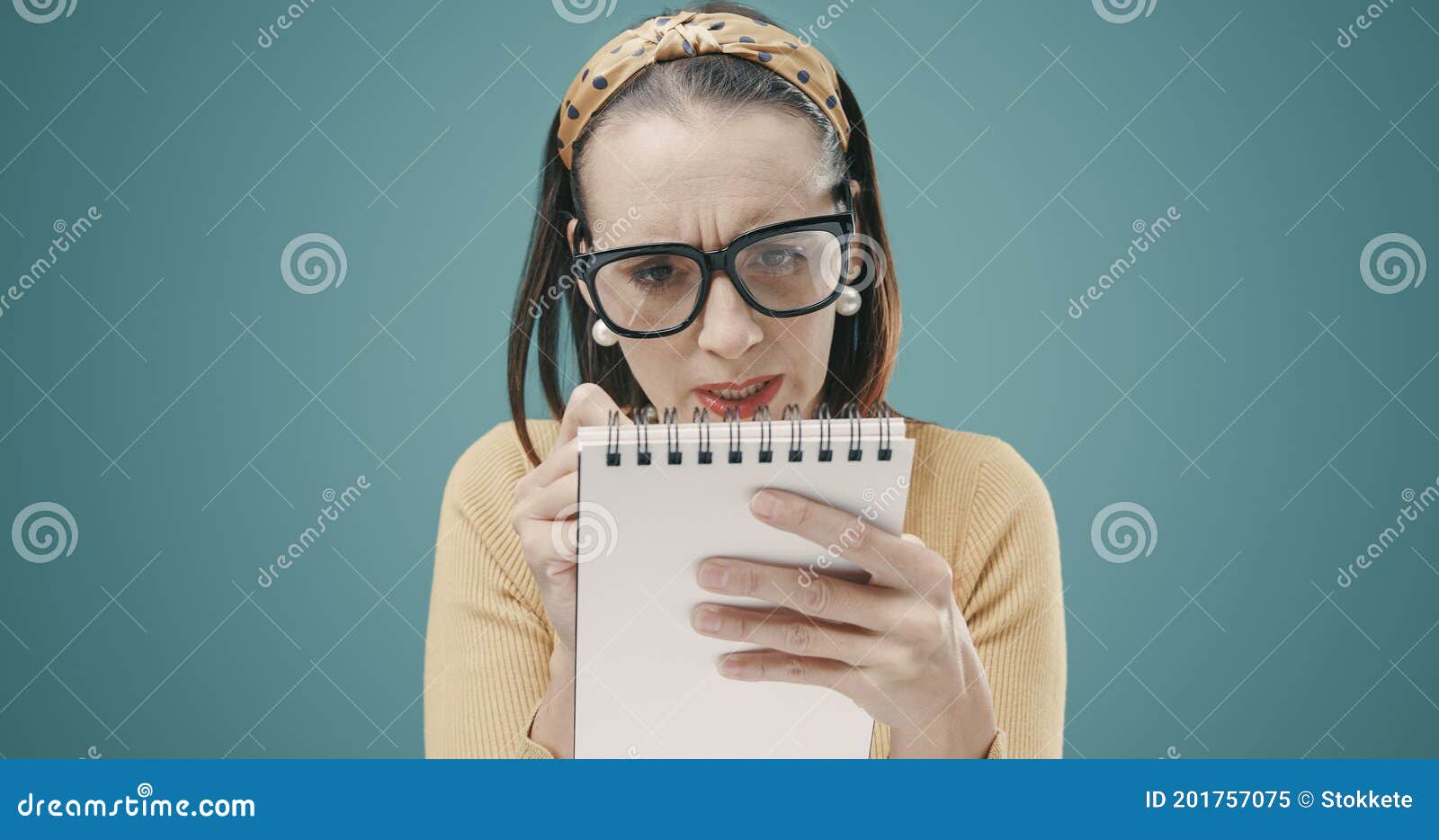 Retro Style Secretary Writing Down Notes Stock Image Image Of Girl