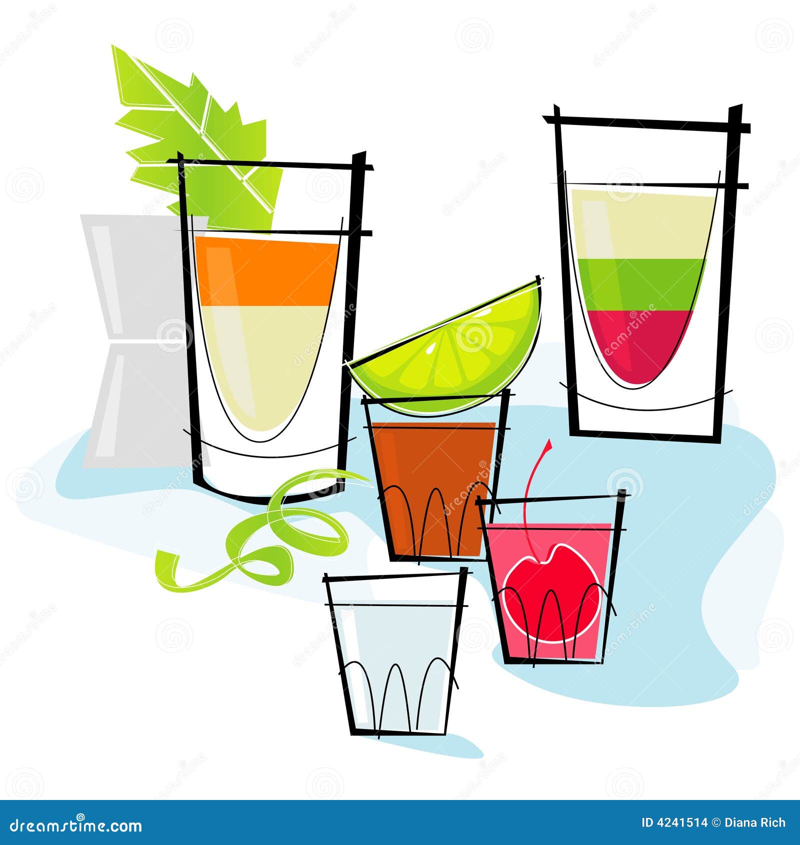 Retrostyle Shots and Shooters Stock Vector Illustration of motif