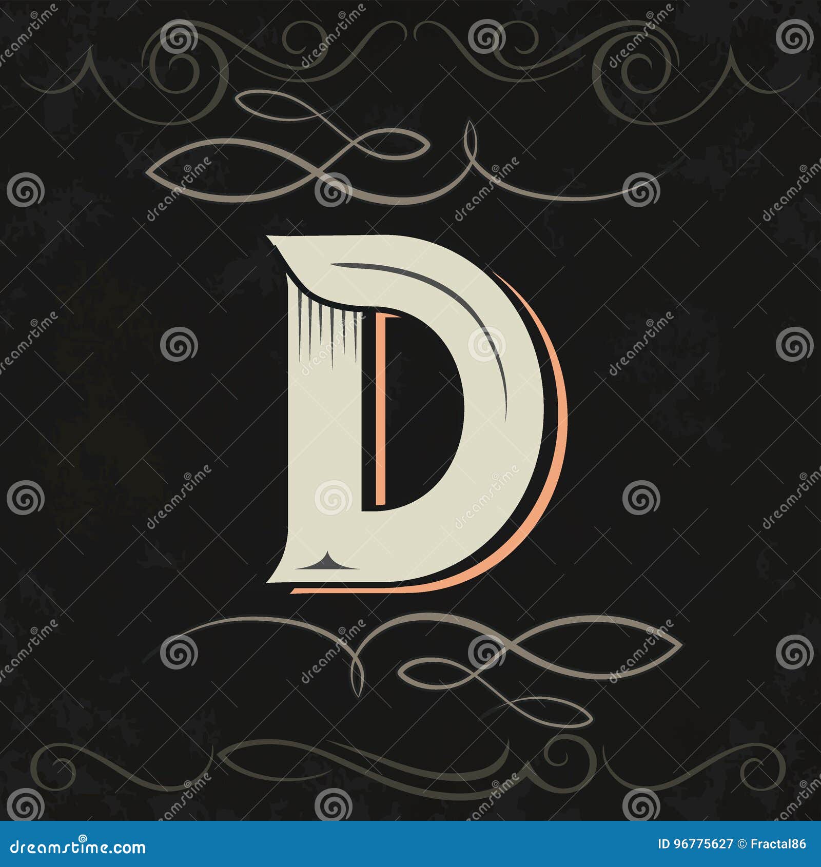 Retro Style. Western Letter Design. Letter D Stock Vector ...