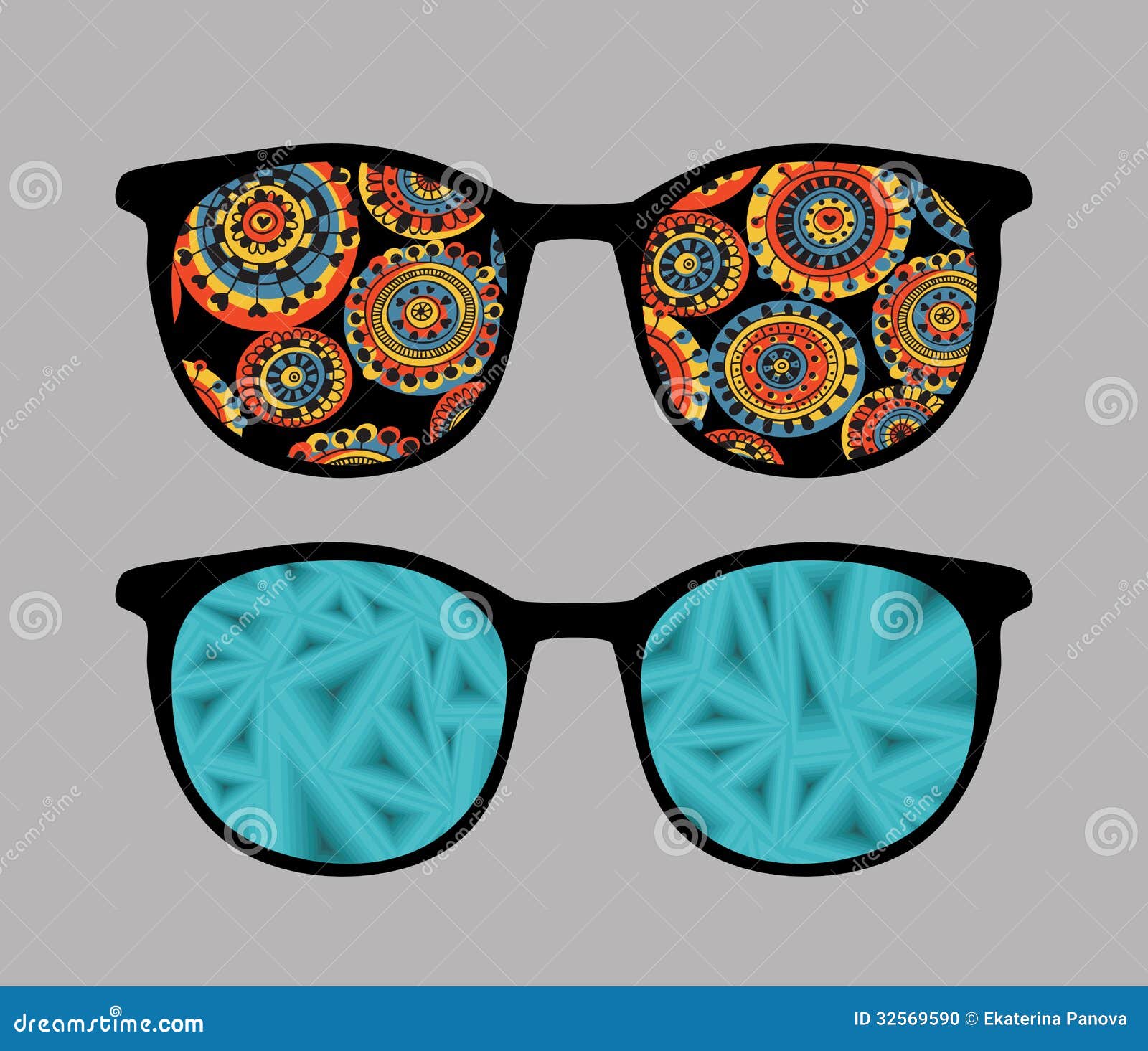 Retro Sunglasses with Reflection in it. Stock Illustration
