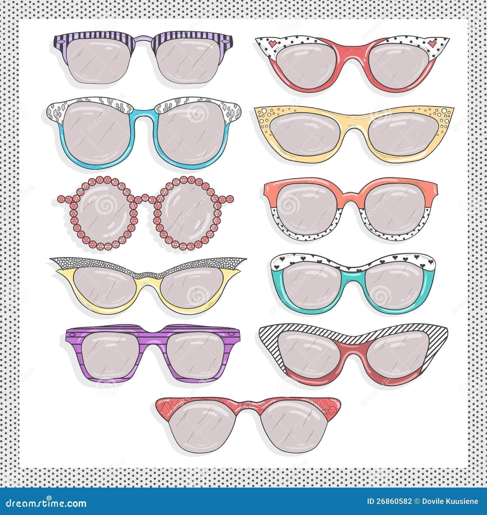Retro sunglasses set stock vector. Illustration of cute 26860582
