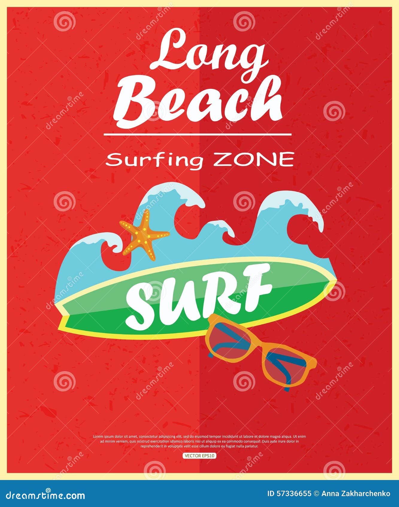 Retro Surfing Typographical Poster with Place for Stock Vector ...