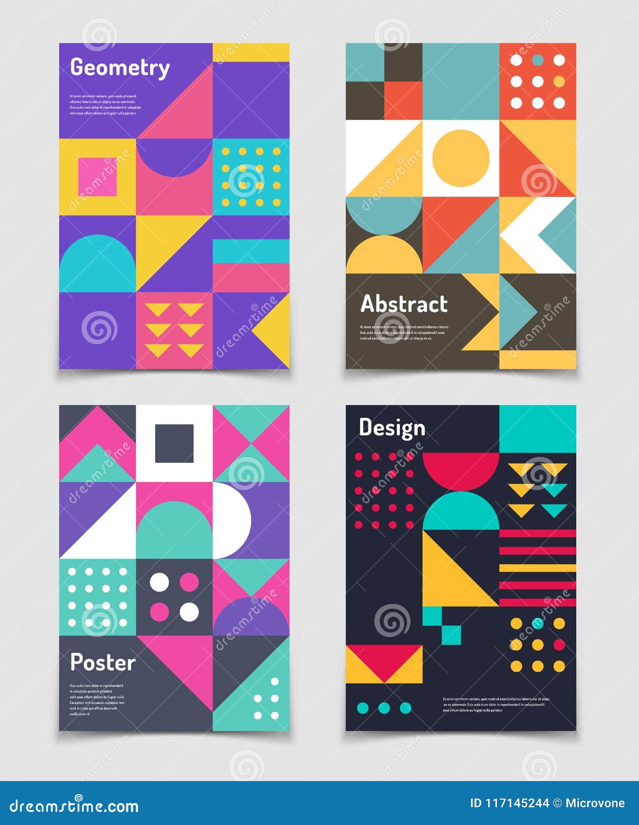 retro swiss graphic posters with geometric bauhaus s.  abstract backgrounds in old modernism style. vintage