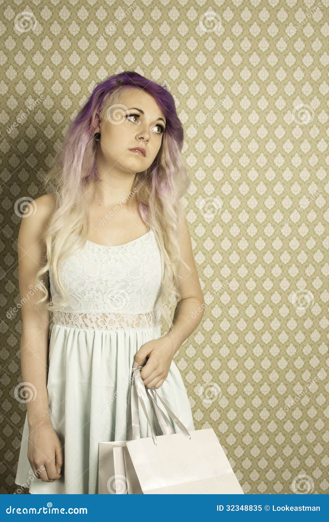 Retro Teen With Shopping Bags Royalty Free Stock Photo - Image: 32348835