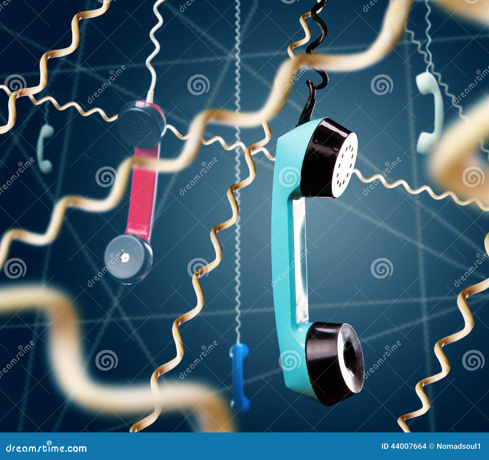 Retro telephone handsets stock photo. Image of blue, conversation