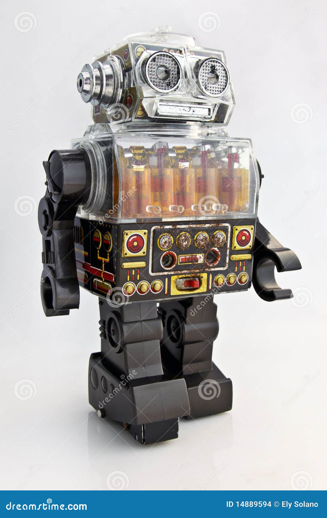 Consciente Delegar Nacional Retro Toy Robot stock photo. Image of chrome, collection - 14889594
