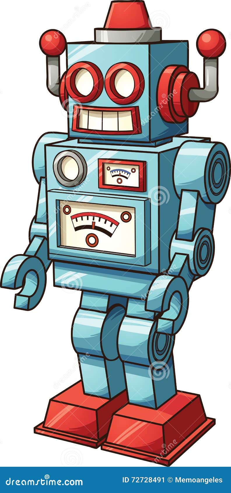 Sticker set of cute vector retro robots