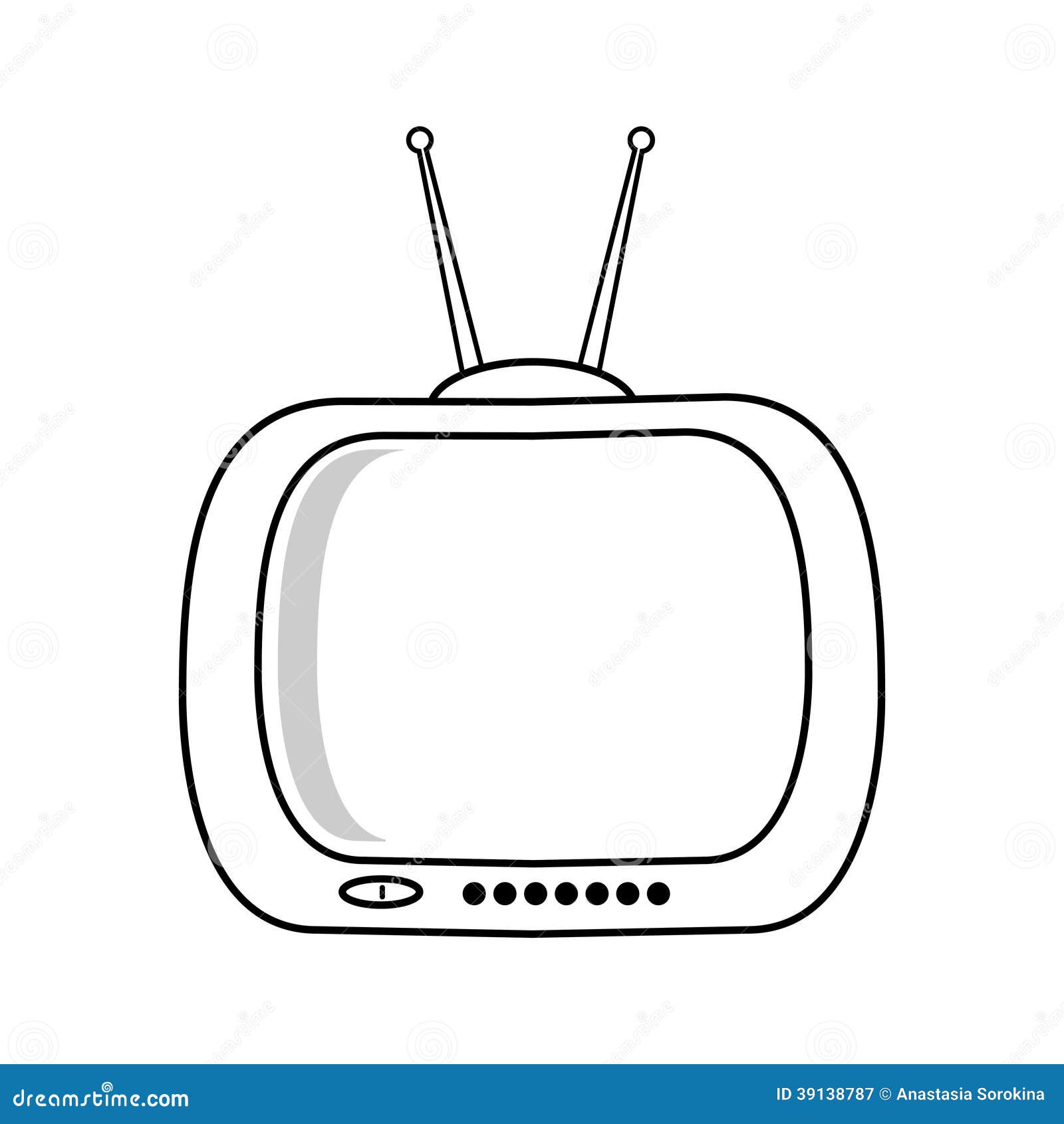 Retro TV Isolated on White Background Stock Illustration - Illustration ...