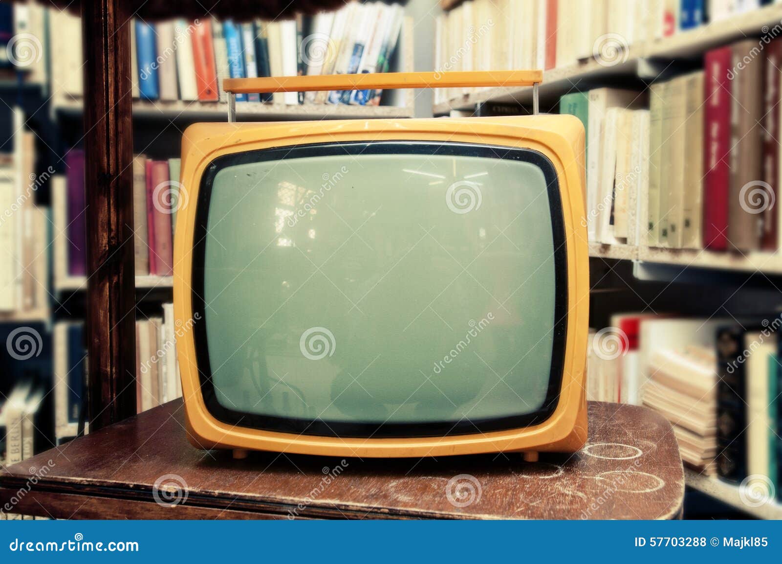 Retro TV Set In Vintage Setting Old Living Room Stock Photo