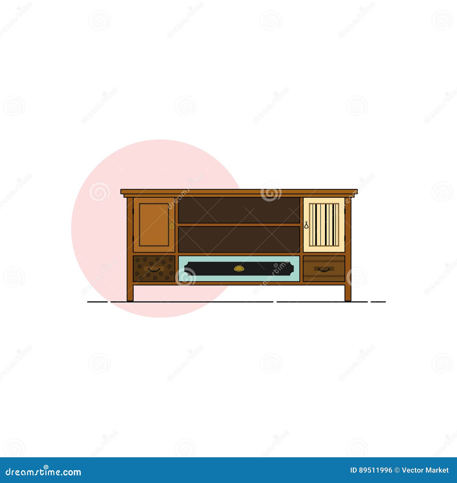 Retro tv stand design stock vector. Illustration of handle 89511996