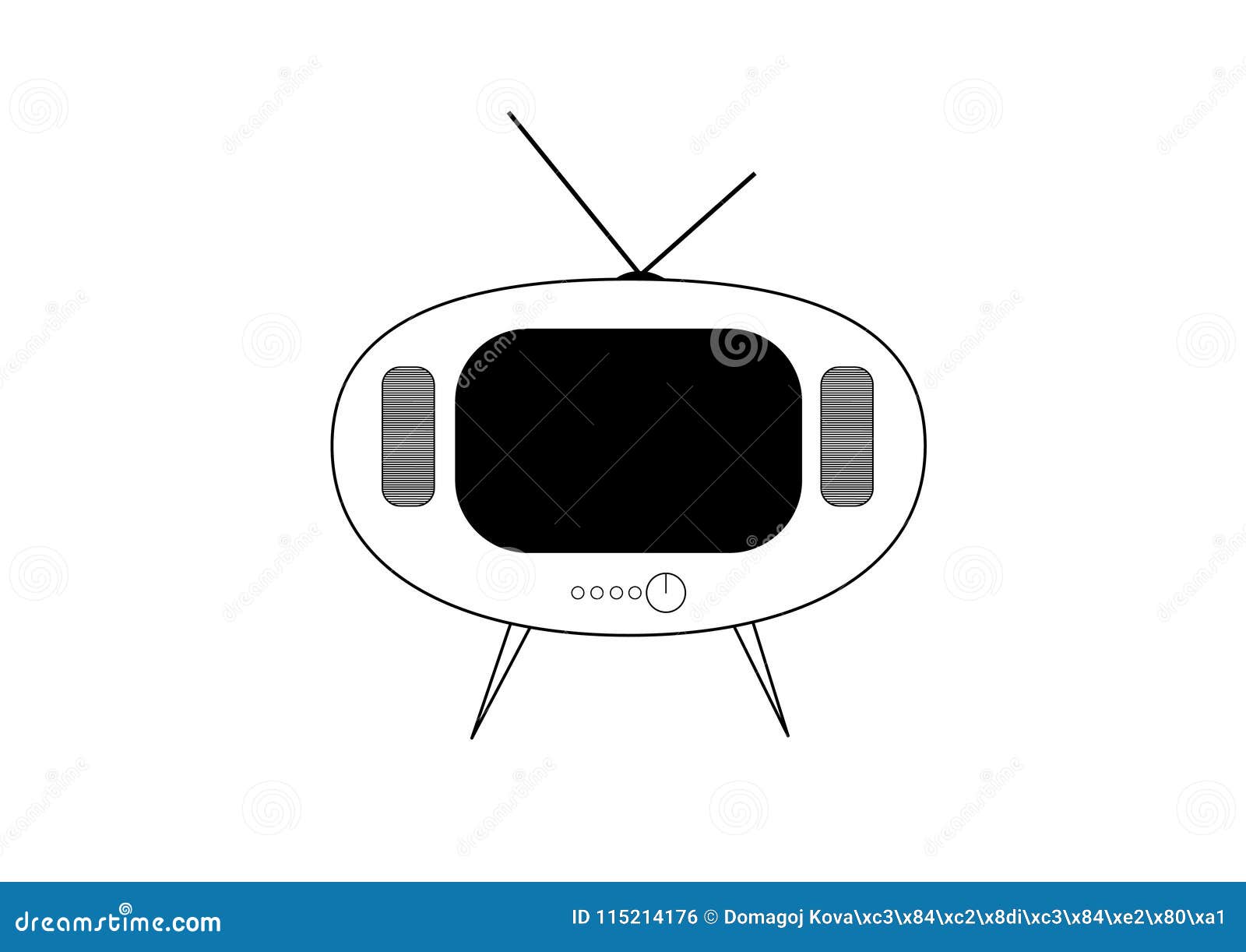 Retro Tv Vector Drawing. Flat Style Vector. Television Icon, Symbol ...