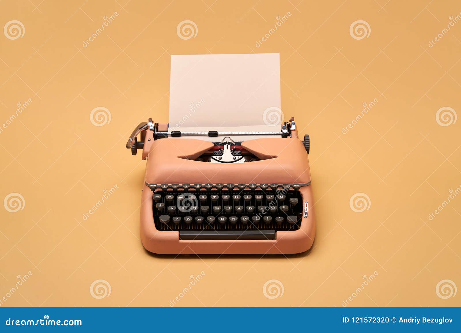 Retro typewriter in studio stock photo. Image of background - 121572320