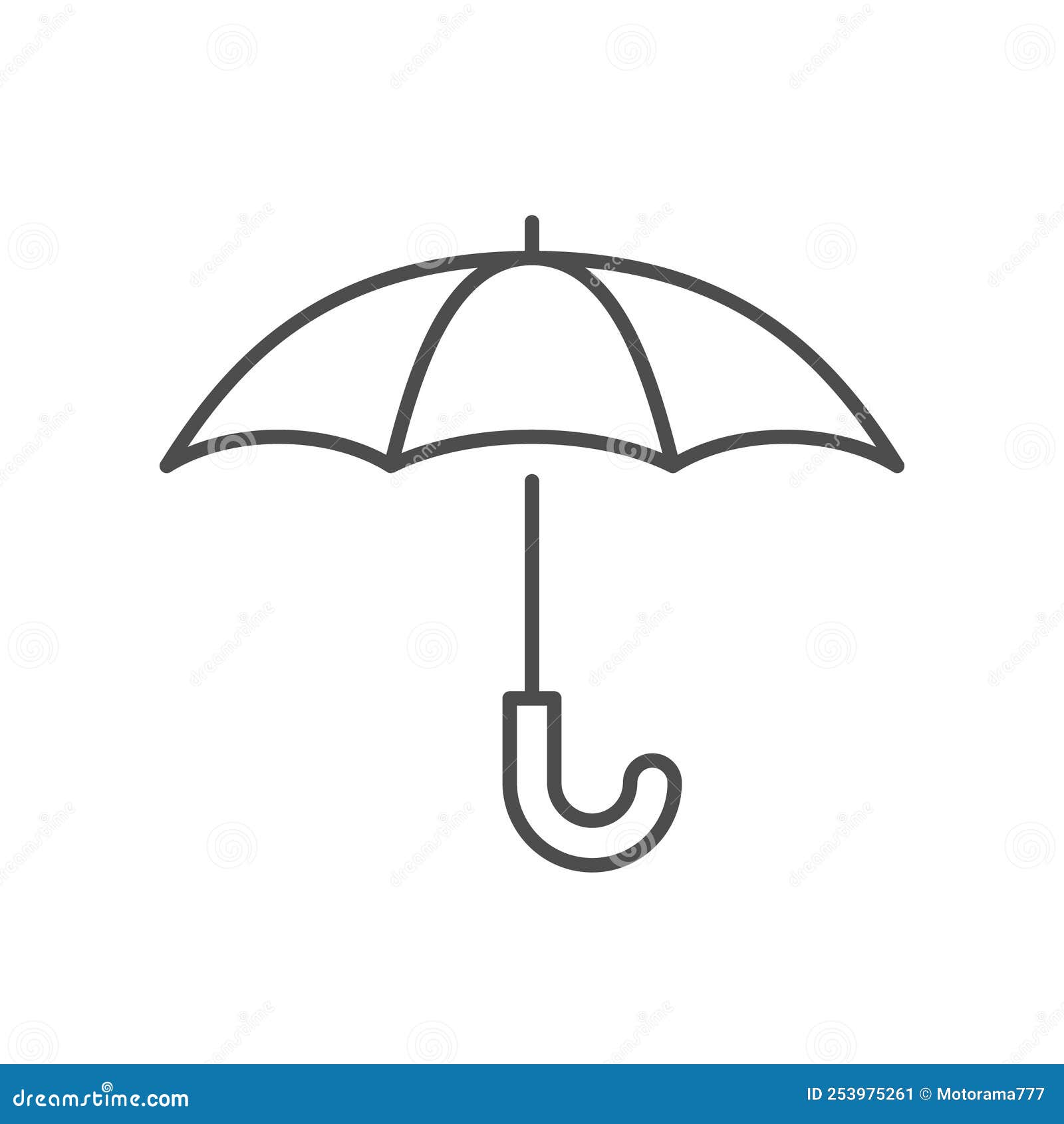 Retro Umbrella Line Outline Icon Stock Vector Illustration of open