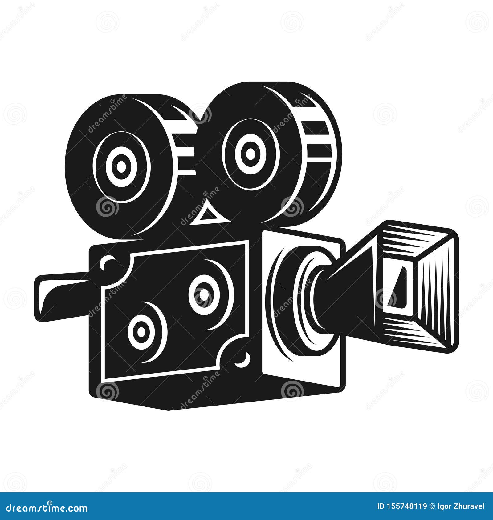 Retro Video Camera Vector Black Object Stock Vector Illustration of