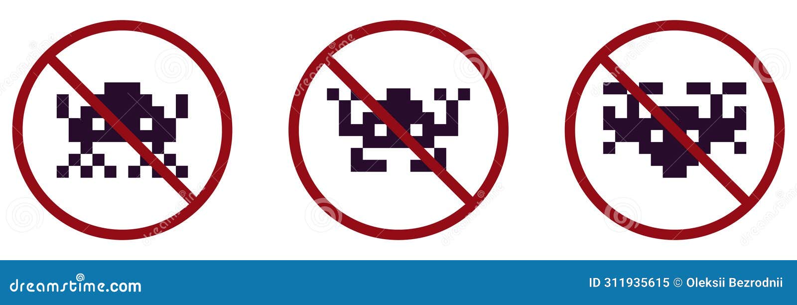 retro video game ban prohibit icon. not allowed video games