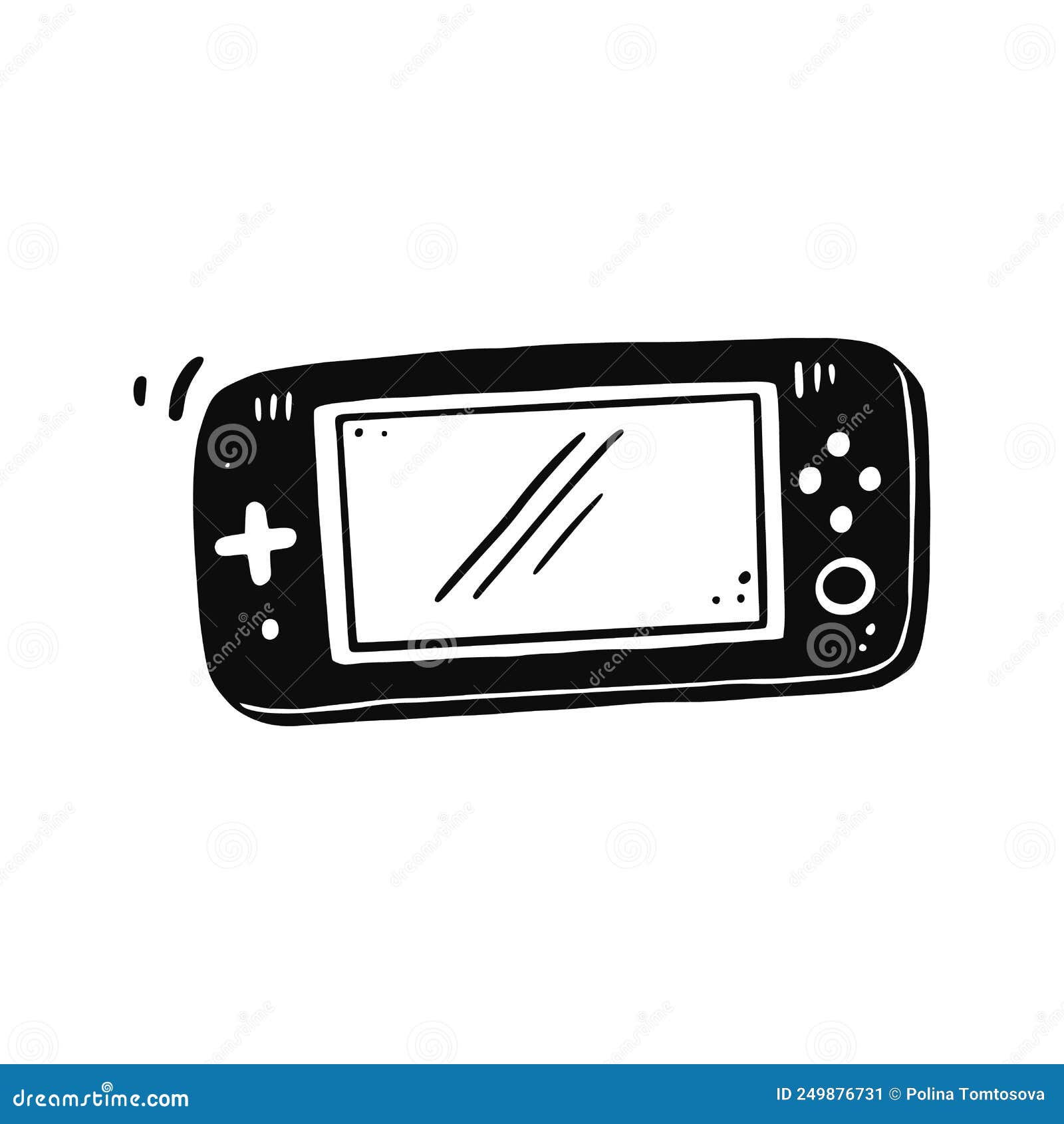 Retro Video Game Console Hand Drawn Doodle Stock Vector Illustration