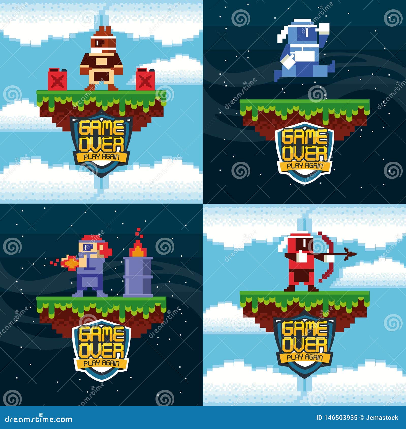 retro videogame  arcade adventure card set