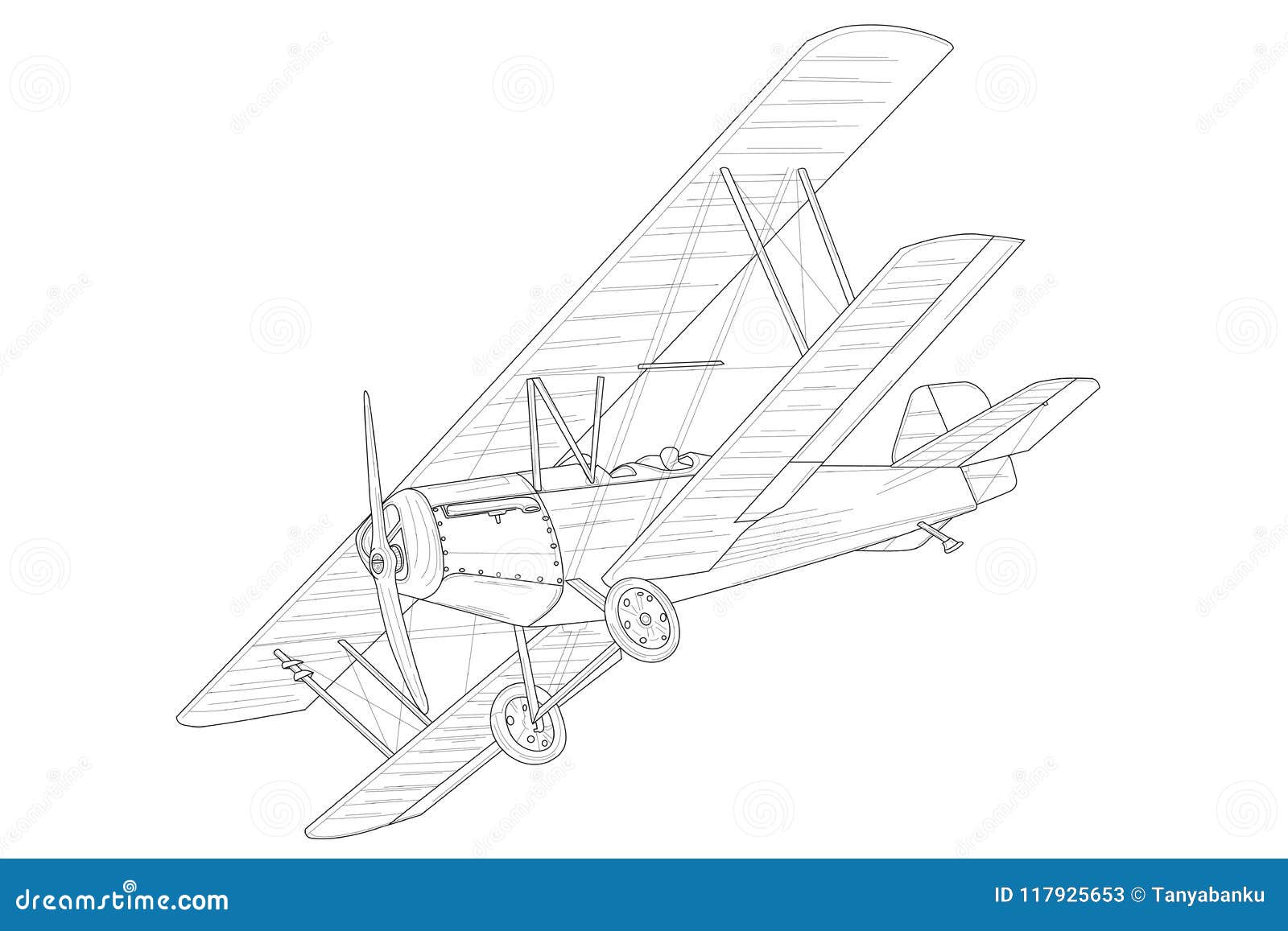 retro vintage airplane with outlines