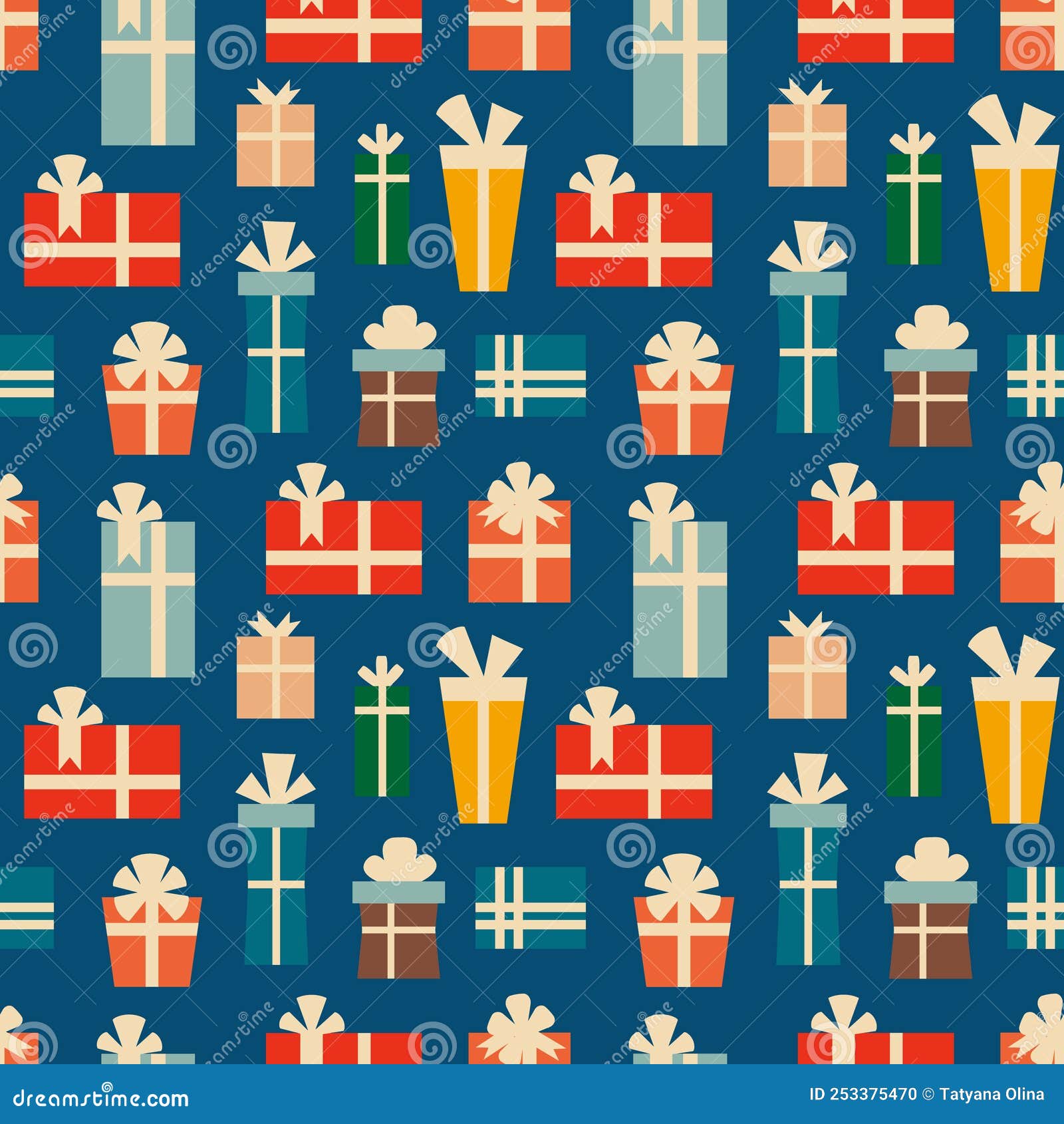 Retro Vintage Christmas Pattern with Gift Boxes Stock Vector