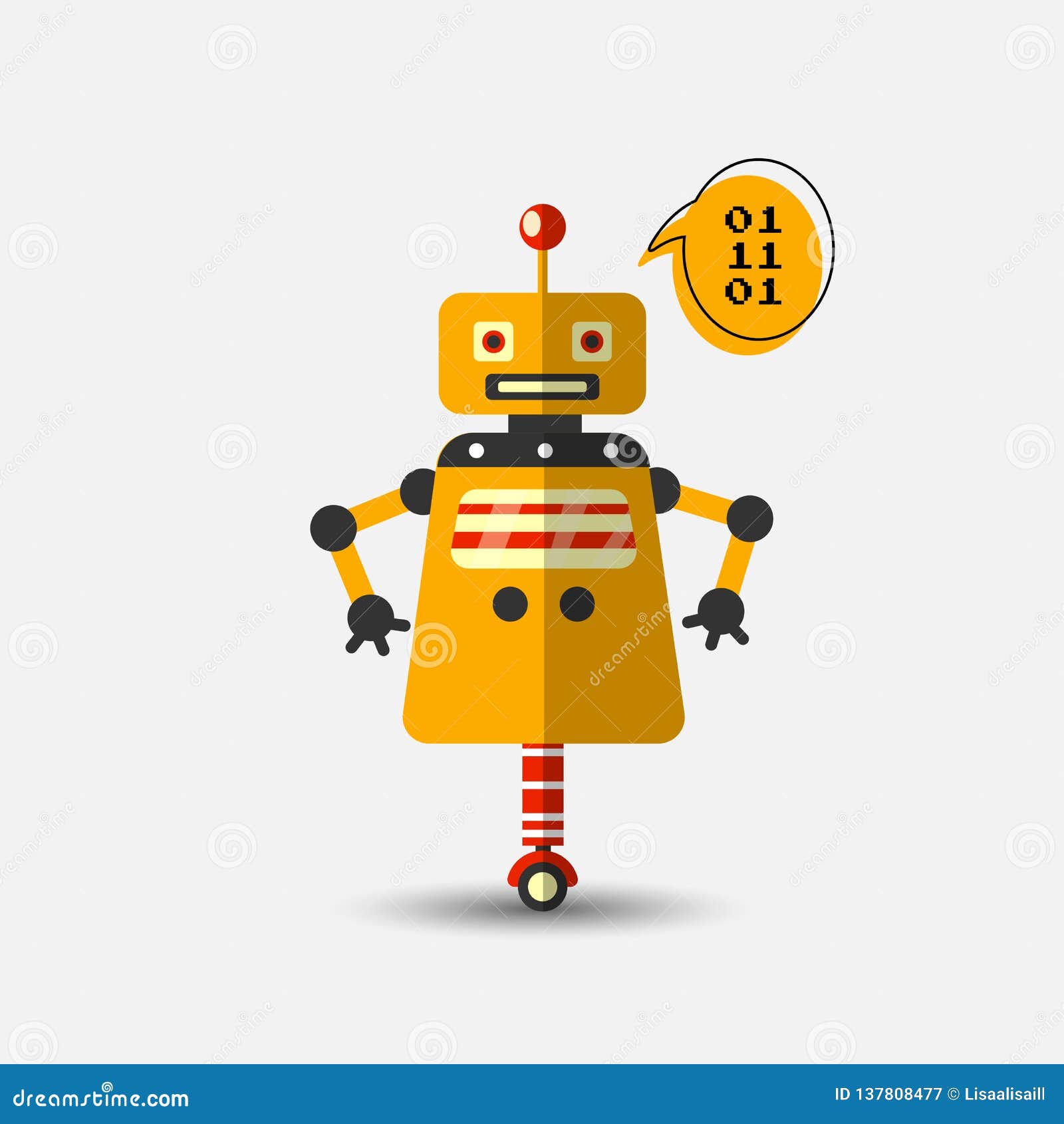 Retro Vintage Funny Vector Robot Icon in Flat Style Isolated on Grey  Background. Vector Vintage Illustration of Flat Stock Vector - Illustration  of cute, futuristic: 137808477